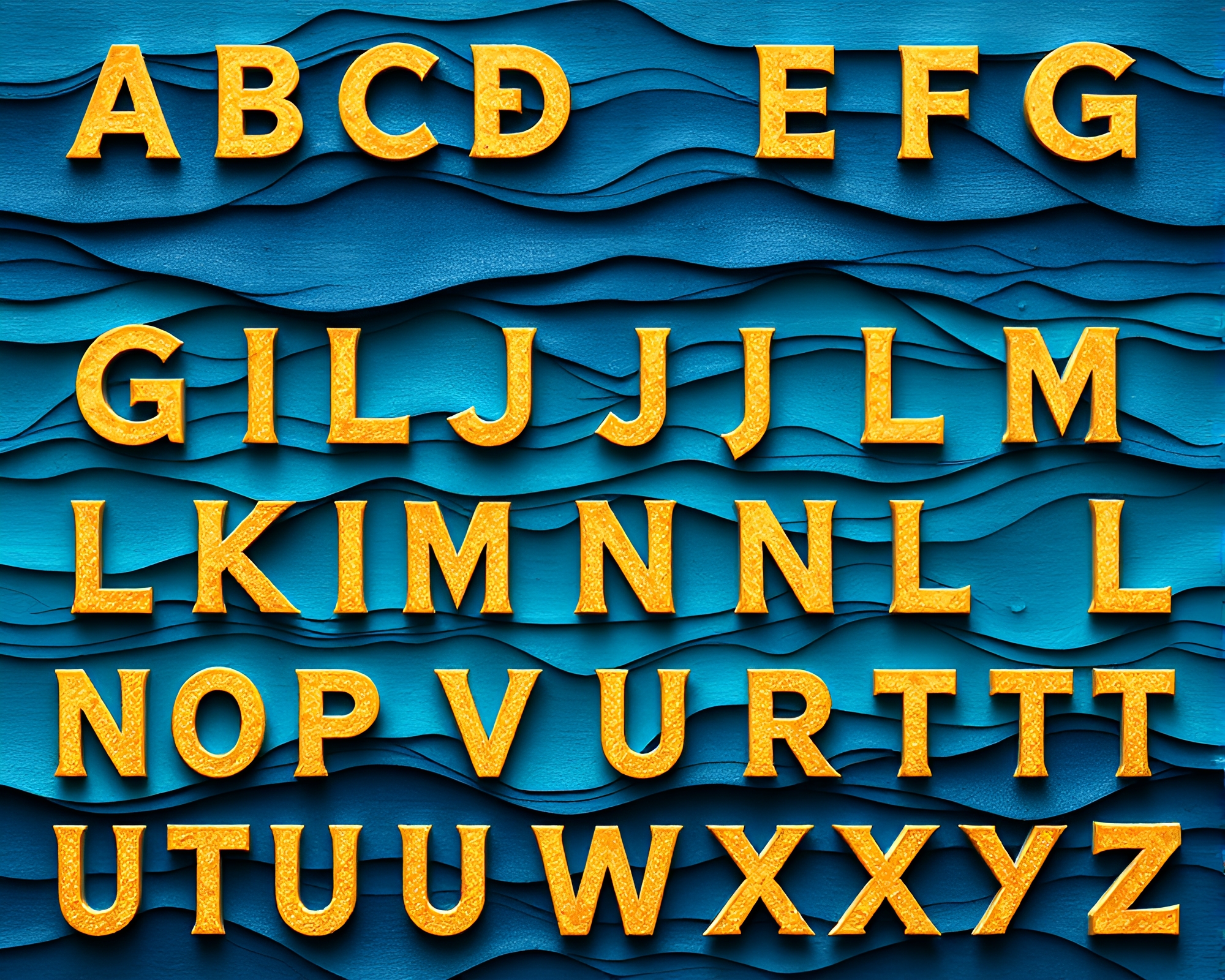 Runic Alphabet Depths in Pop Art Blue Seascape – free AI stock image