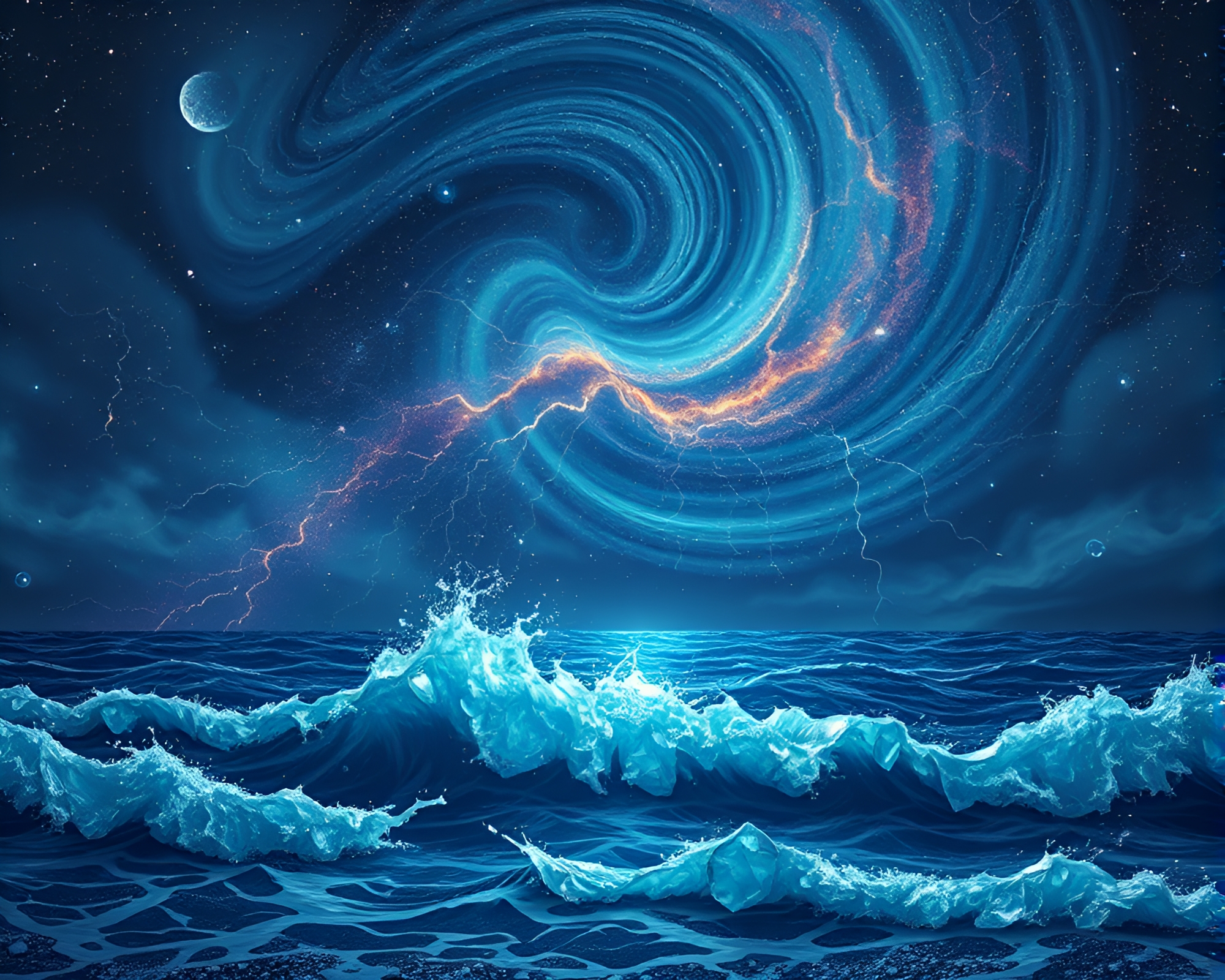 Glass Shards Amid Thunderstorm and Milky Way Swirl – free AI stock image