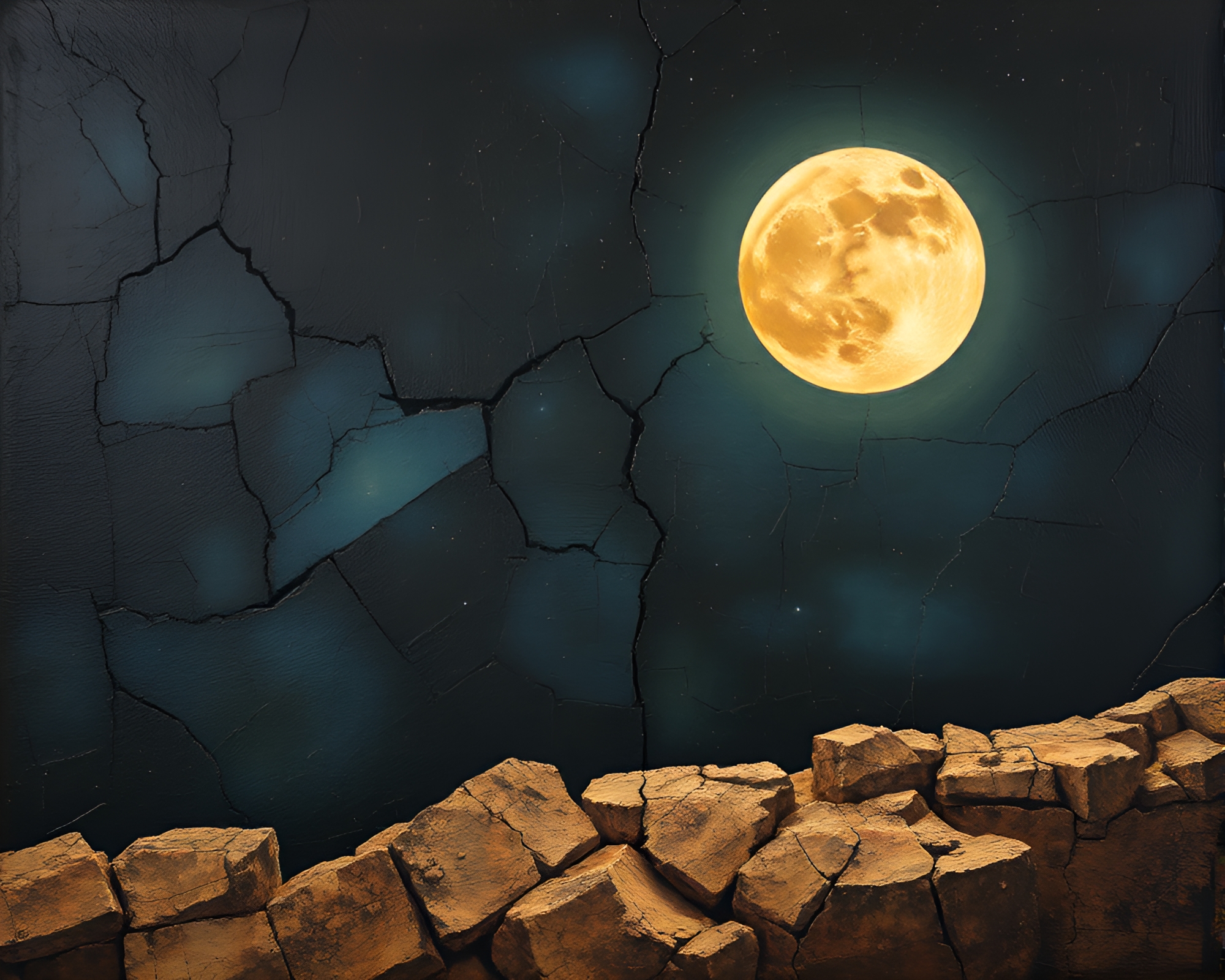 Moonlit Sloth on Cracked Earth: Impasto Night Scene – free AI stock image