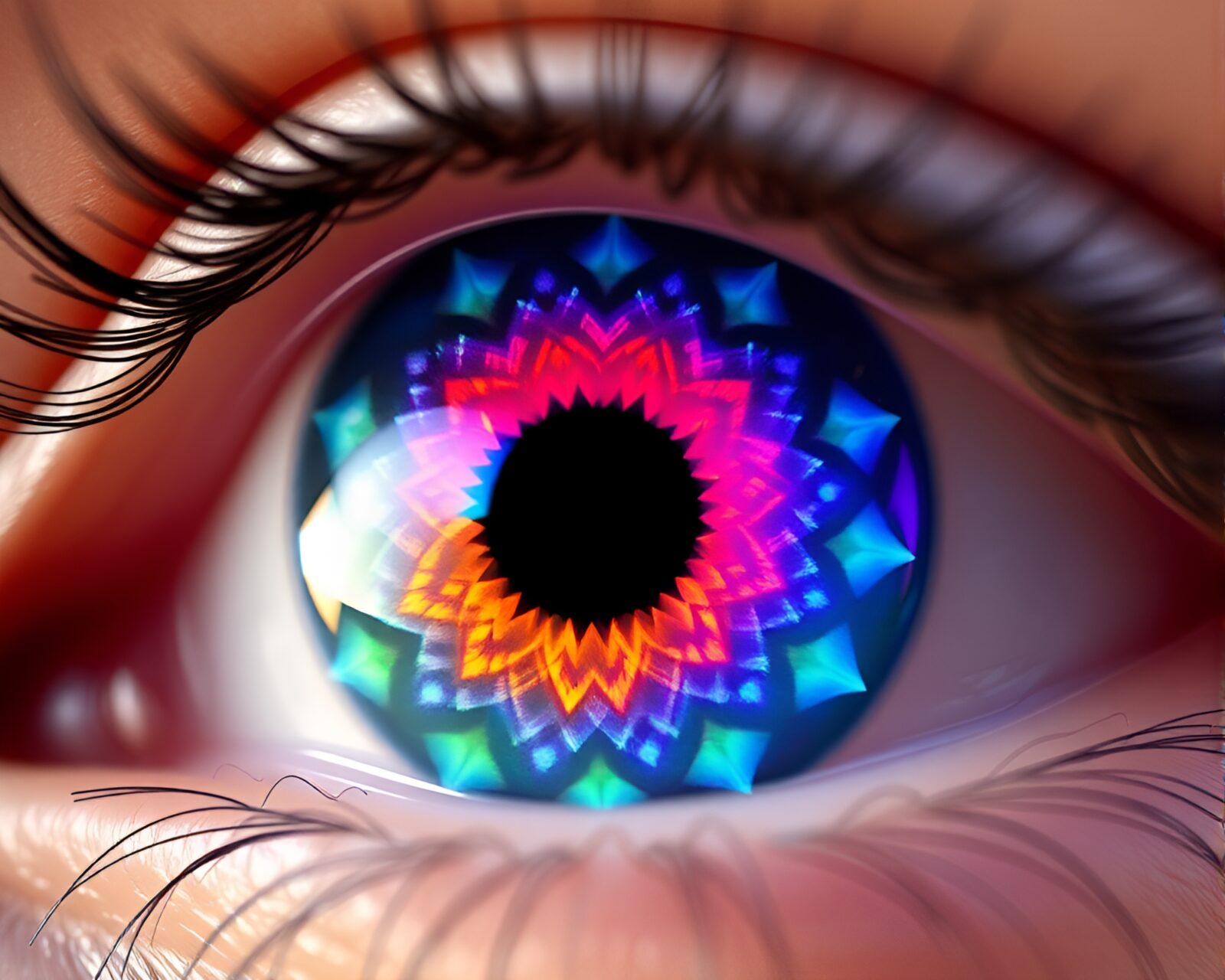 Colorful starburst 3D scan of smart contact lens design