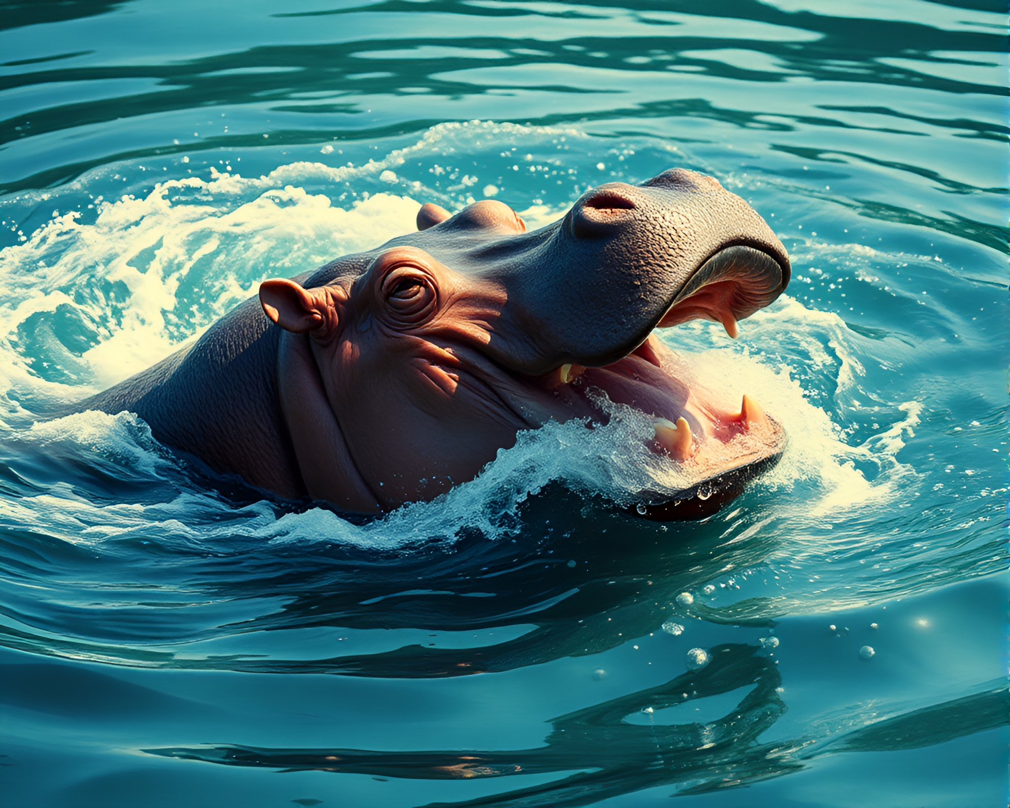 Whirlpool Hippopotamus: Fashion Illustrated Moondance – free AI stock image