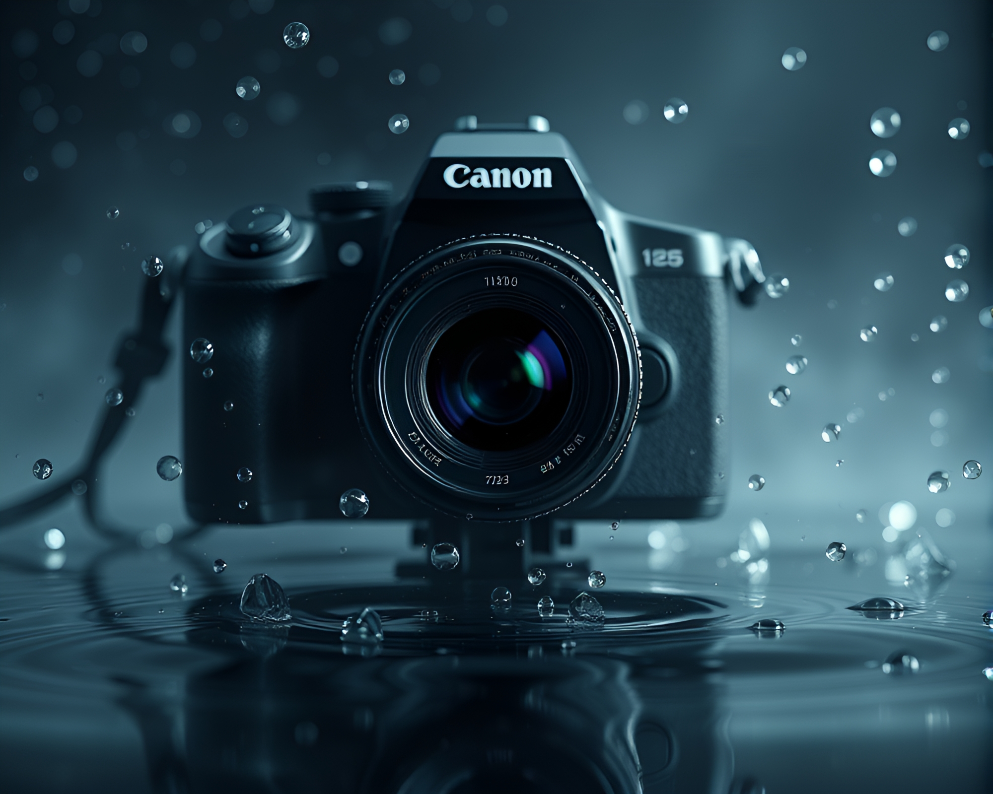Surreal Water Droplets Camera Capture – free AI stock image