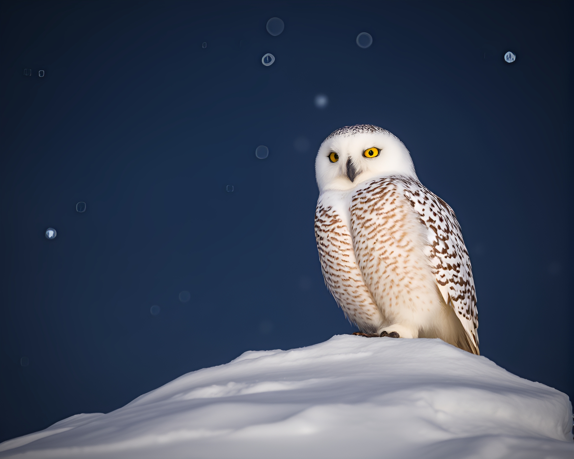 Snowy Owl in Starlit Sky – free AI stock image