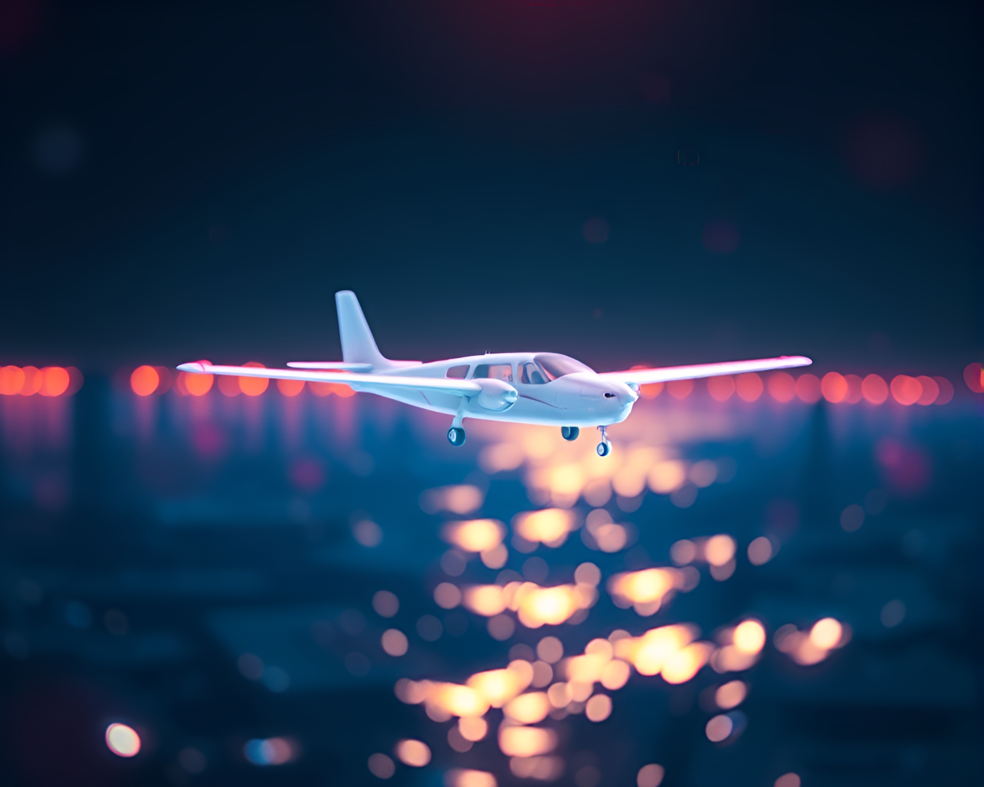 Oceanic Wireframe: Sea Plane in Bokeh Atmosphere – free AI stock image