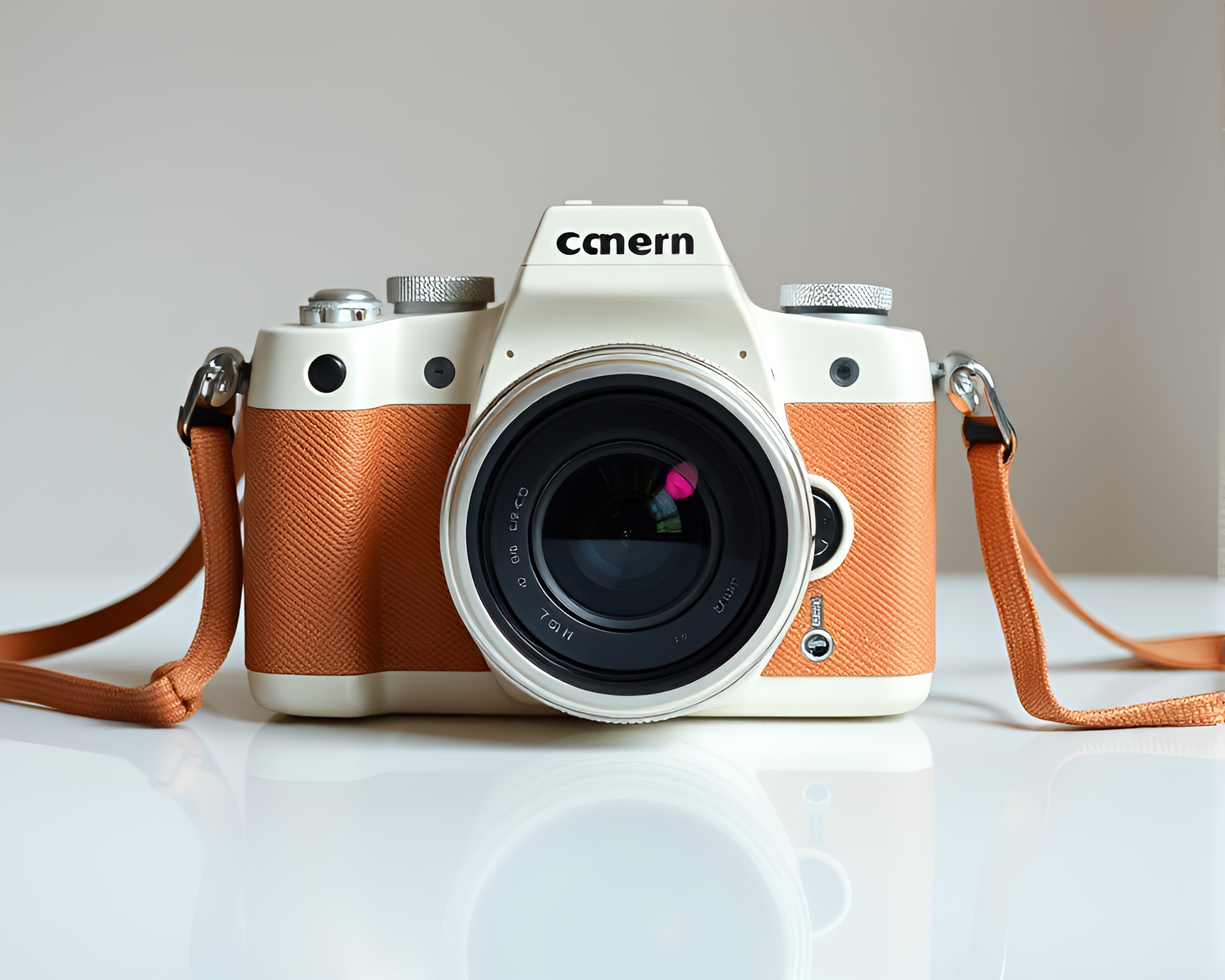 Surreal Camera Symmetry in Ivory White – free AI stock image