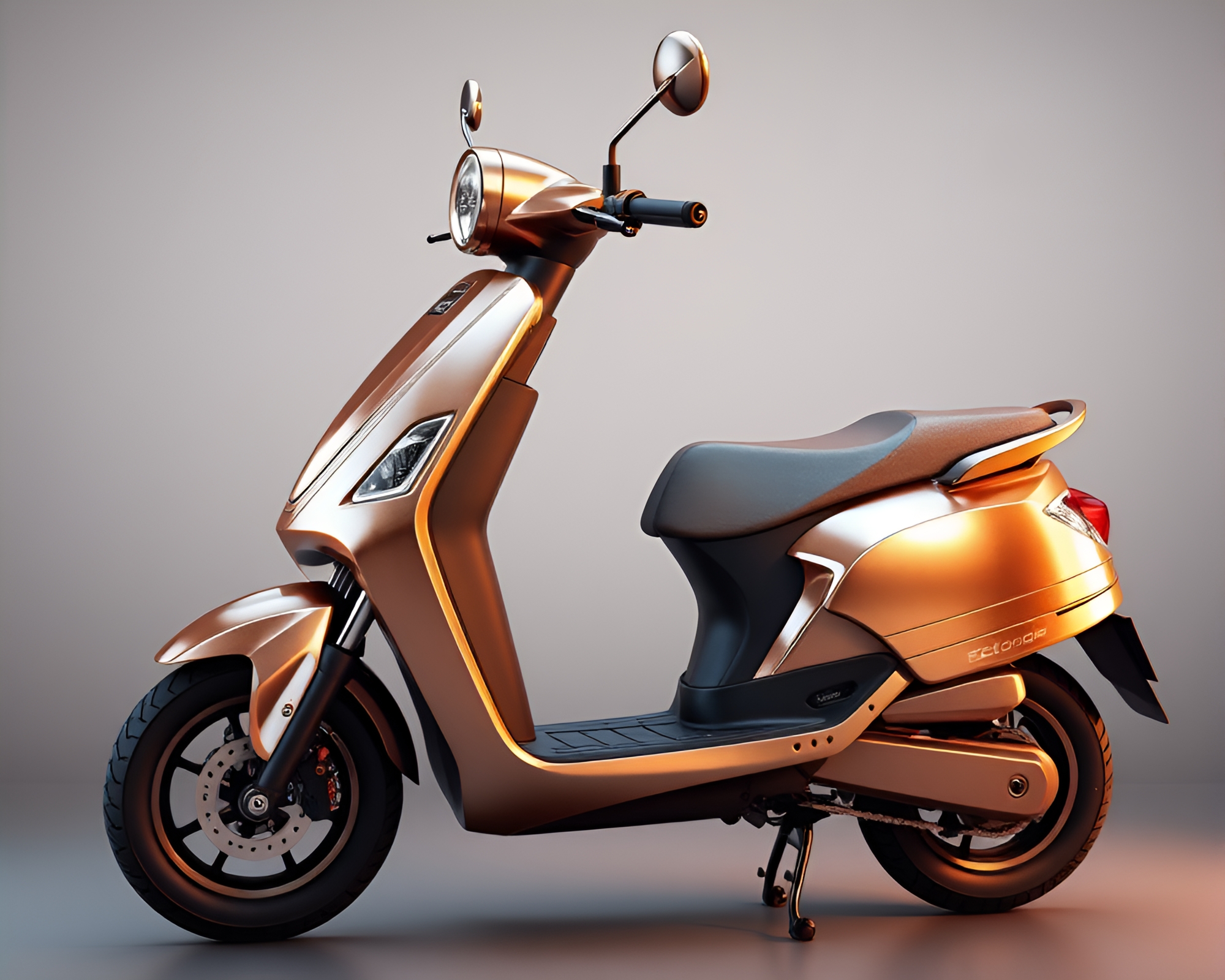 Bronze Electric Scooter with Silver Leaf Accents – free AI stock image