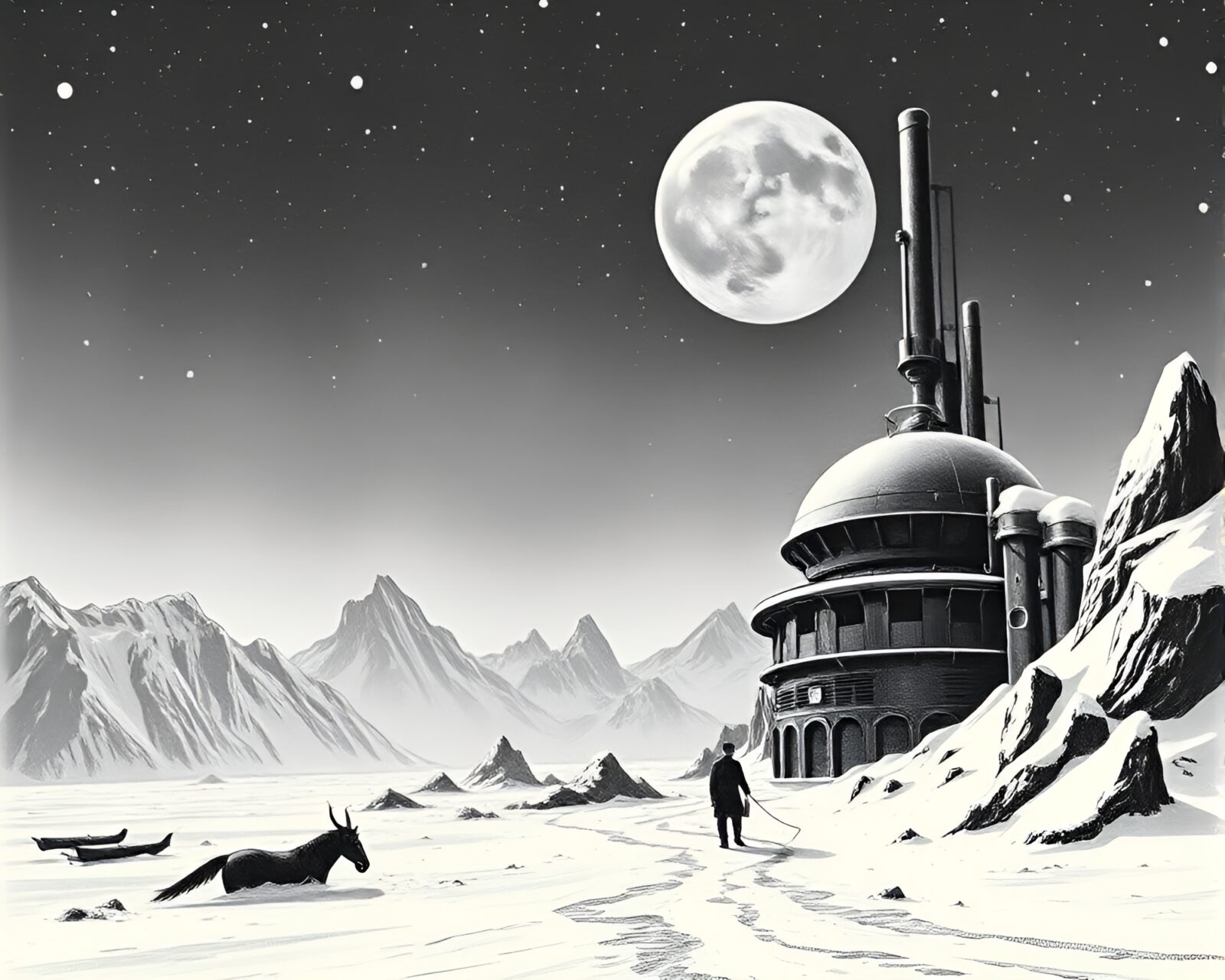 Eldritch horrors in blizzard with futuristic twist