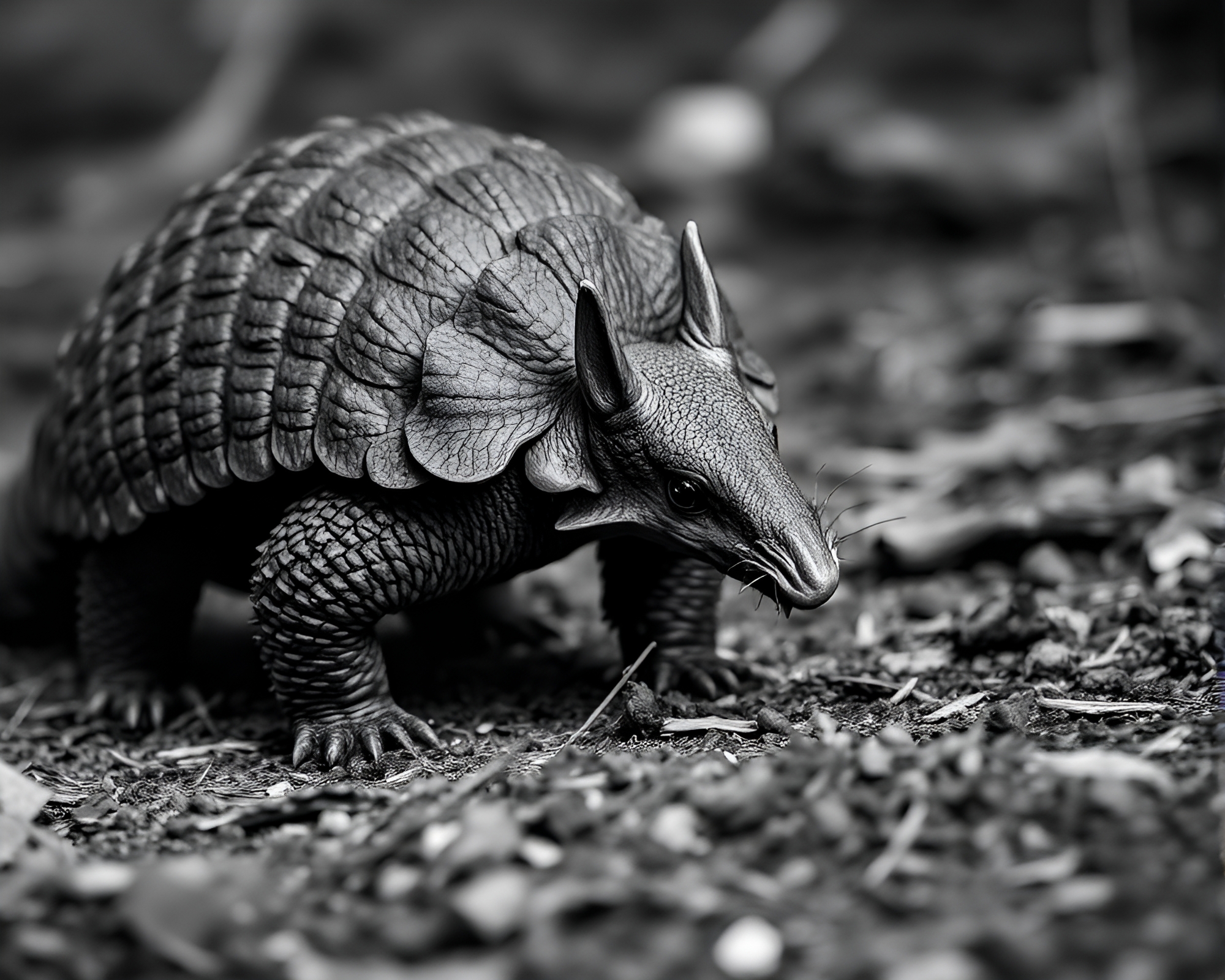 Enigmatic Armadillo in Natural Frame Underexposed – free AI stock image