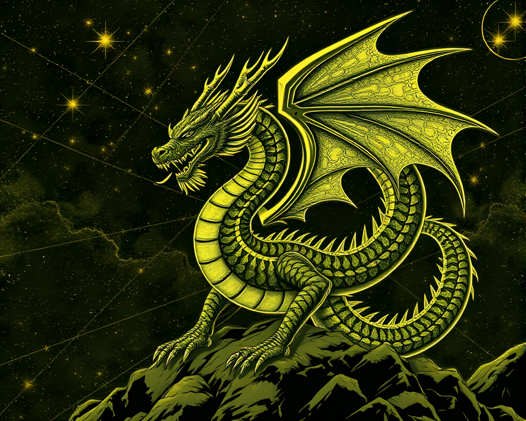 Celestial Dragon amidst Scan Lines – free AI stock image