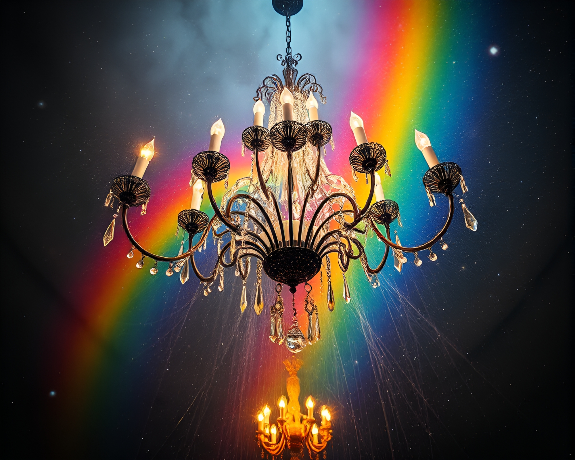 Ethereal Victorian Chandelier in Cosmic Dustscape – free AI stock image