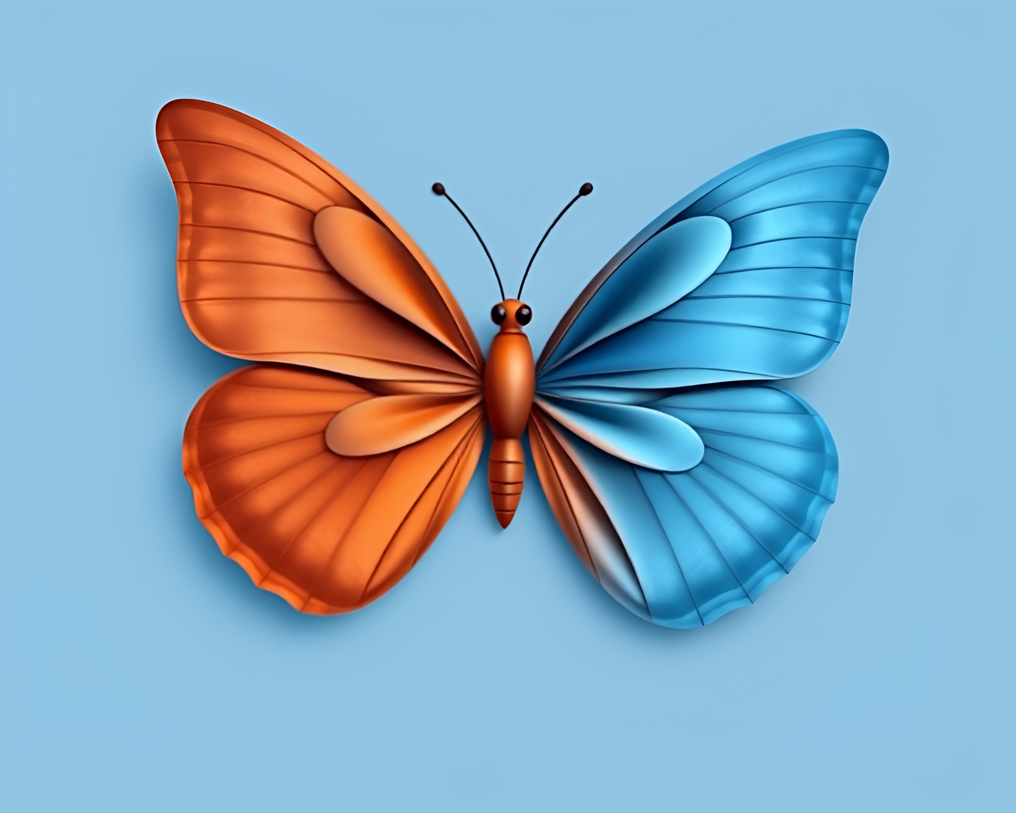 Minimalist Silk Butterfly in Steel-Blue Children’s Illustration – free AI stock image