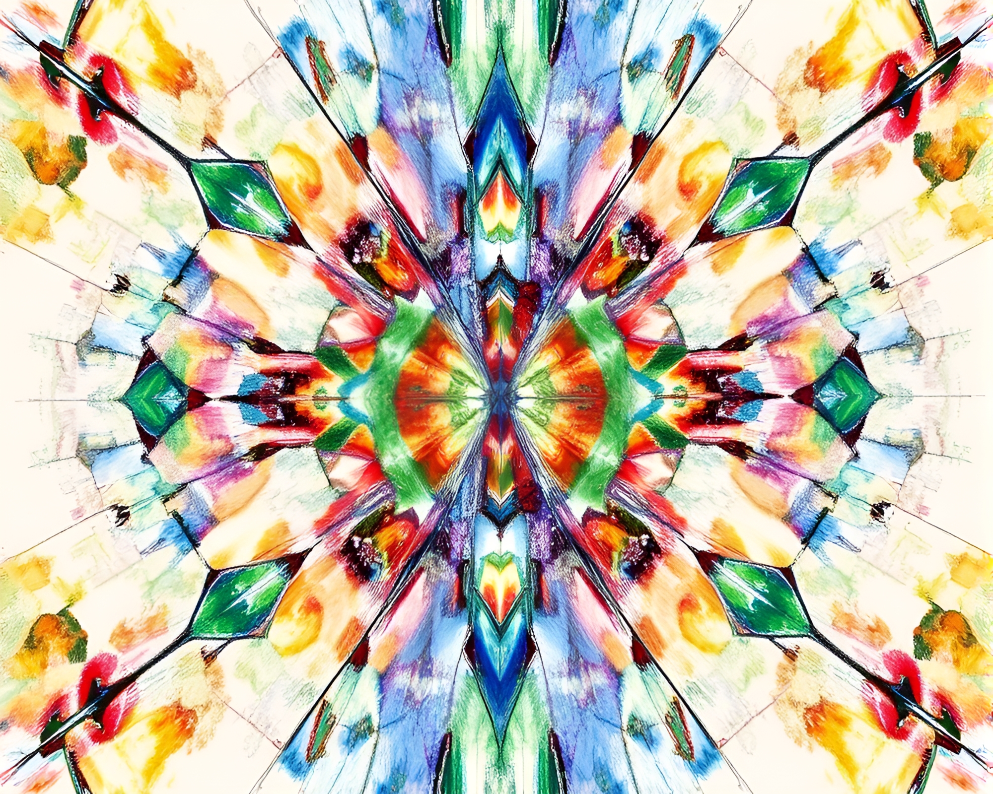 Shattered Glass Waterfall Reflection: Kaleidoscope Fantasy – free AI stock image
