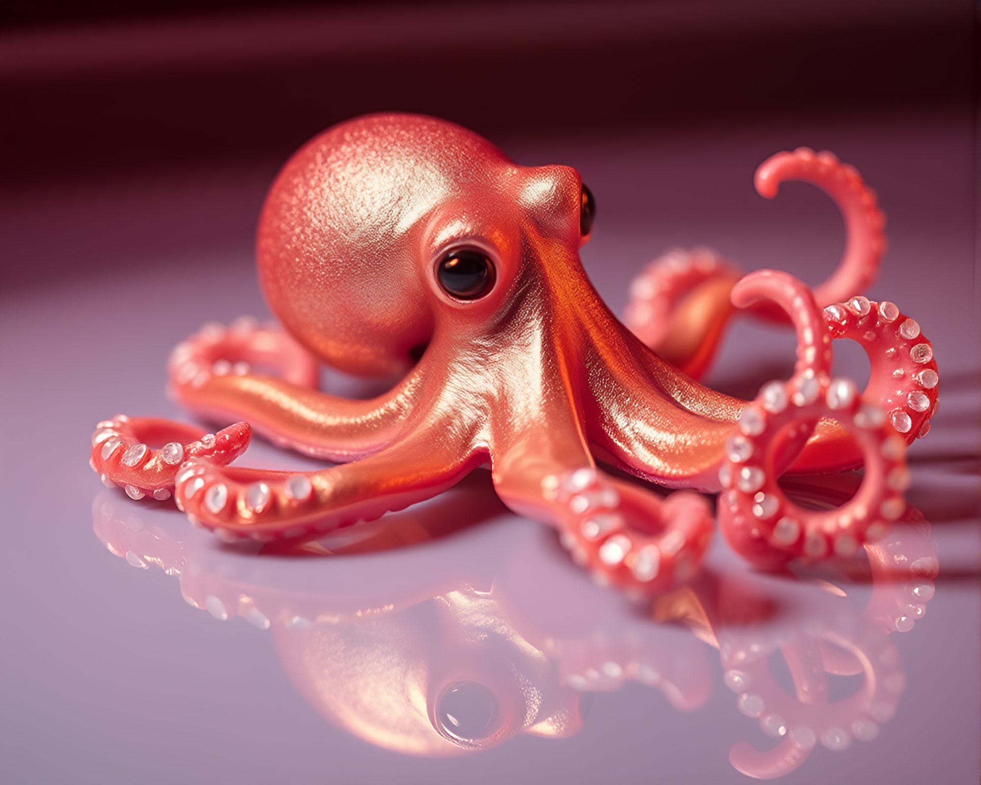 Majestic Octopus in Rose Gold Reflections – free AI stock image