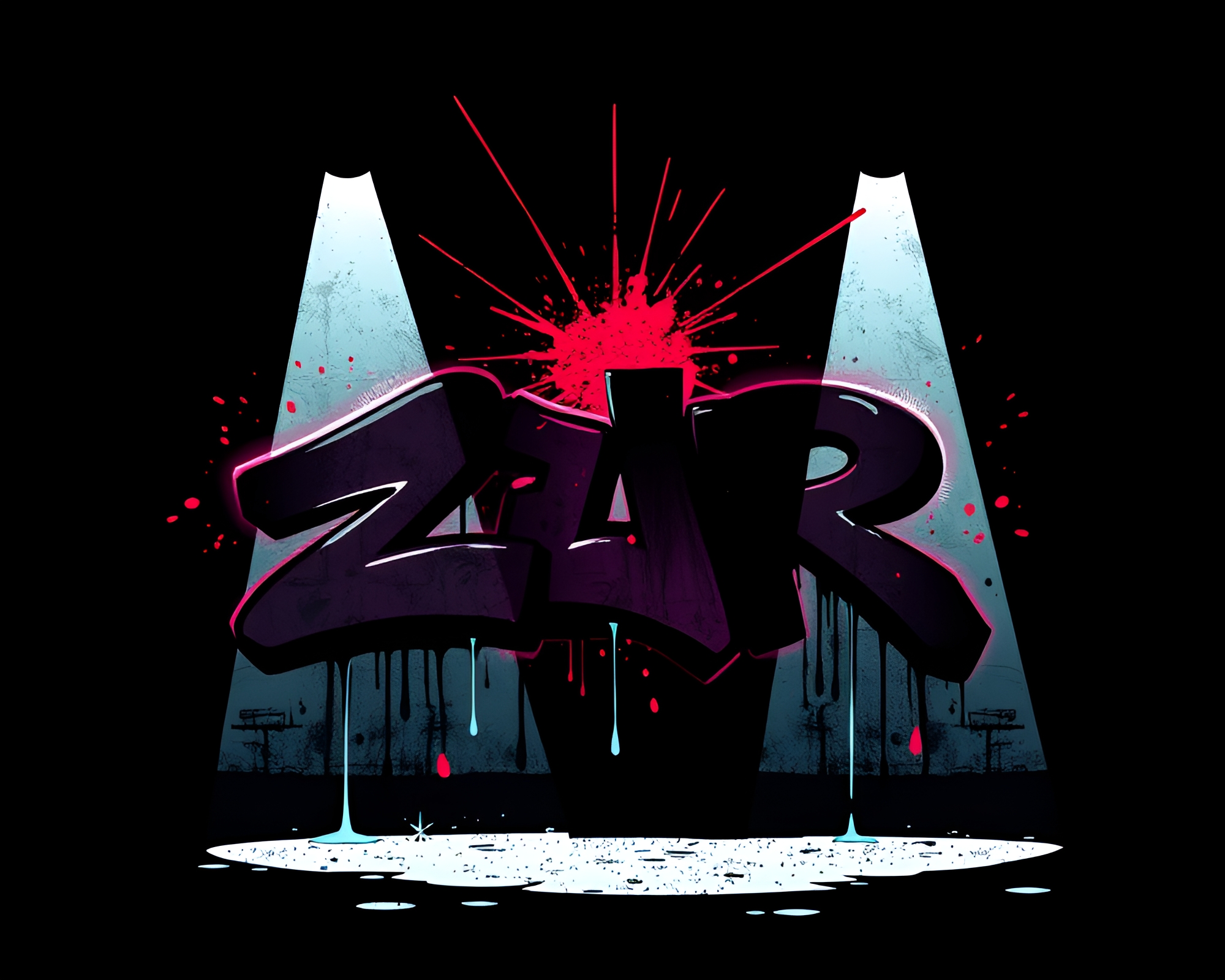 Graffiti Drips Zero-Point Energy Silhouette Spotlight Art – free AI stock image