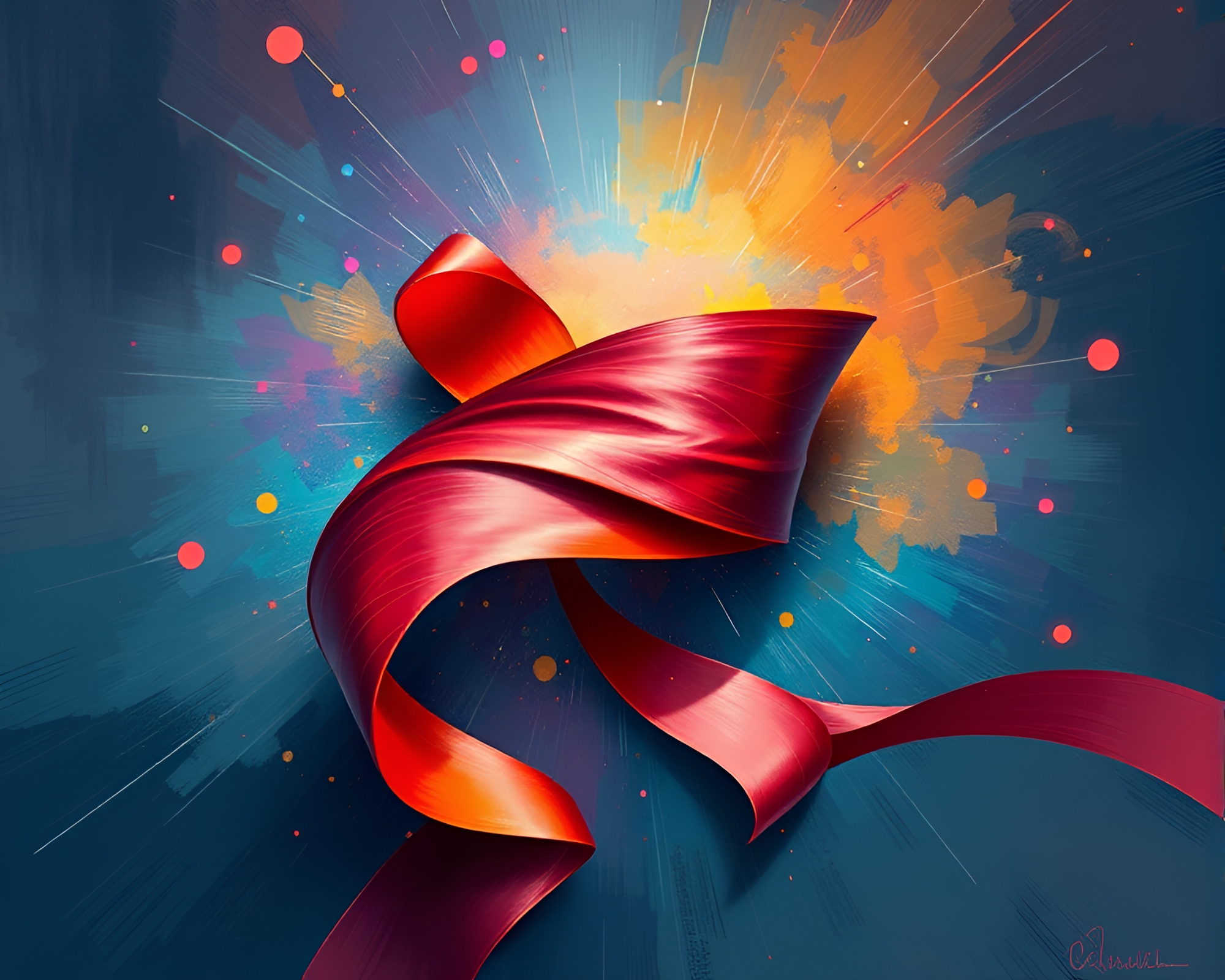 Vibrant Starburst Ribbon Noise Digital Painting – free AI stock image