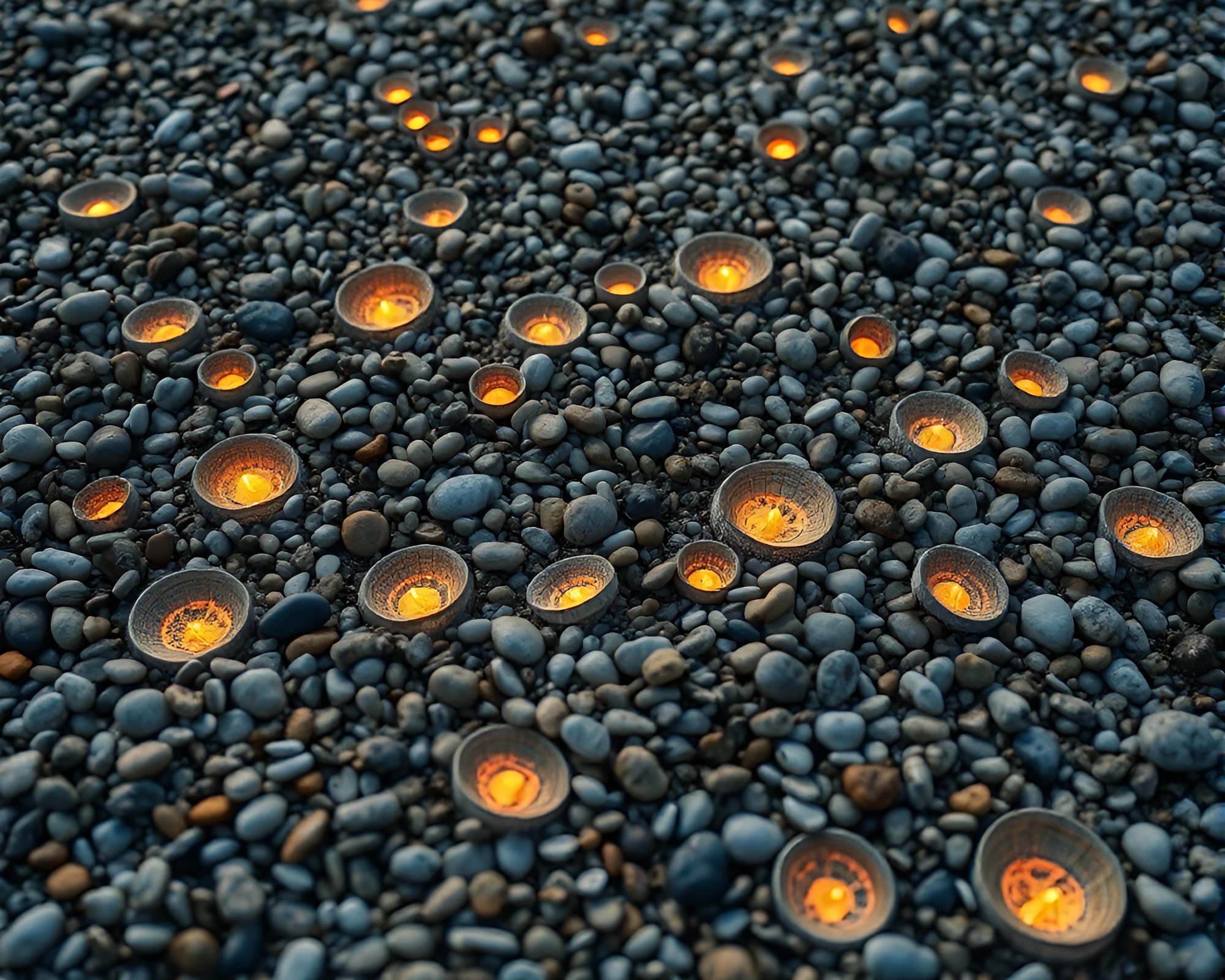 Mildew Spots Origami Crane on Pebble Beach – free AI stock image
