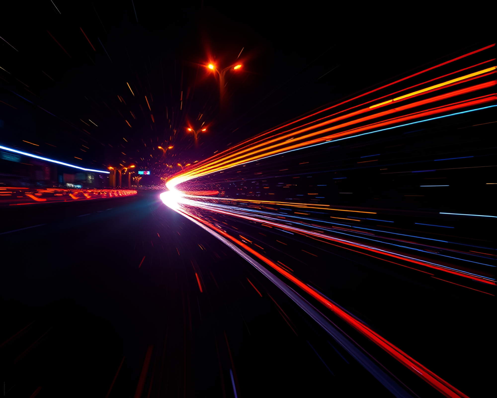 Disco Drum Beats: Car Light Trails Symphony – free AI stock image