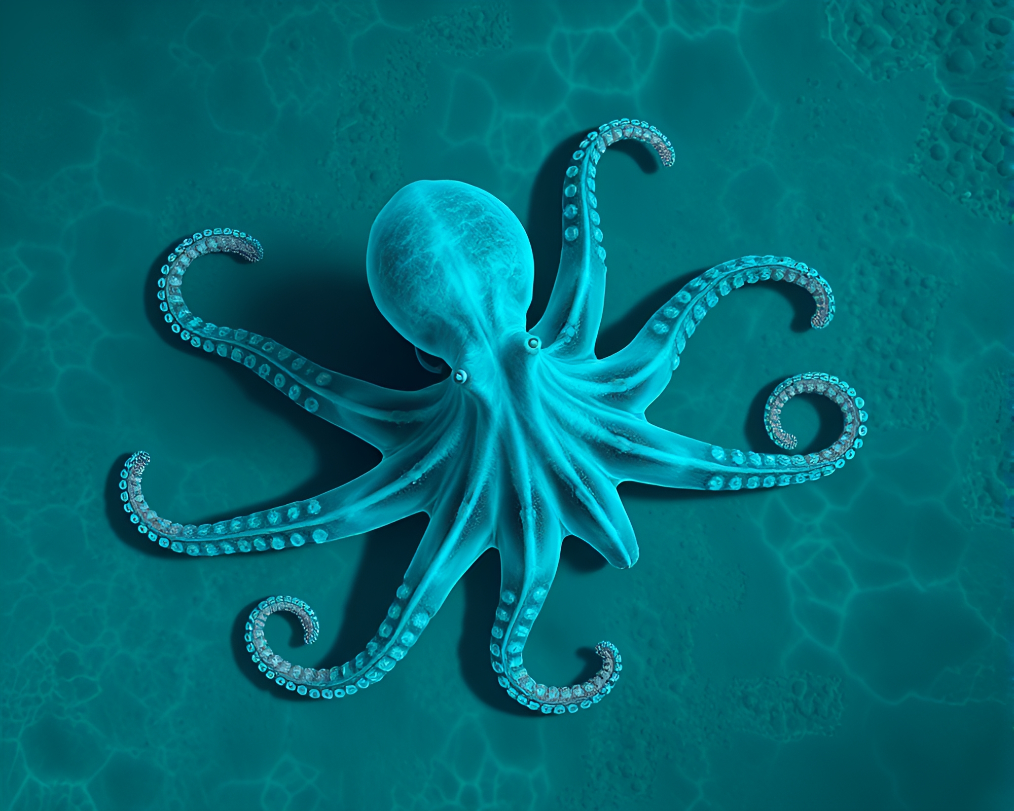 Tranquil Octopus X-Ray in Turquoise Waters – free AI stock image