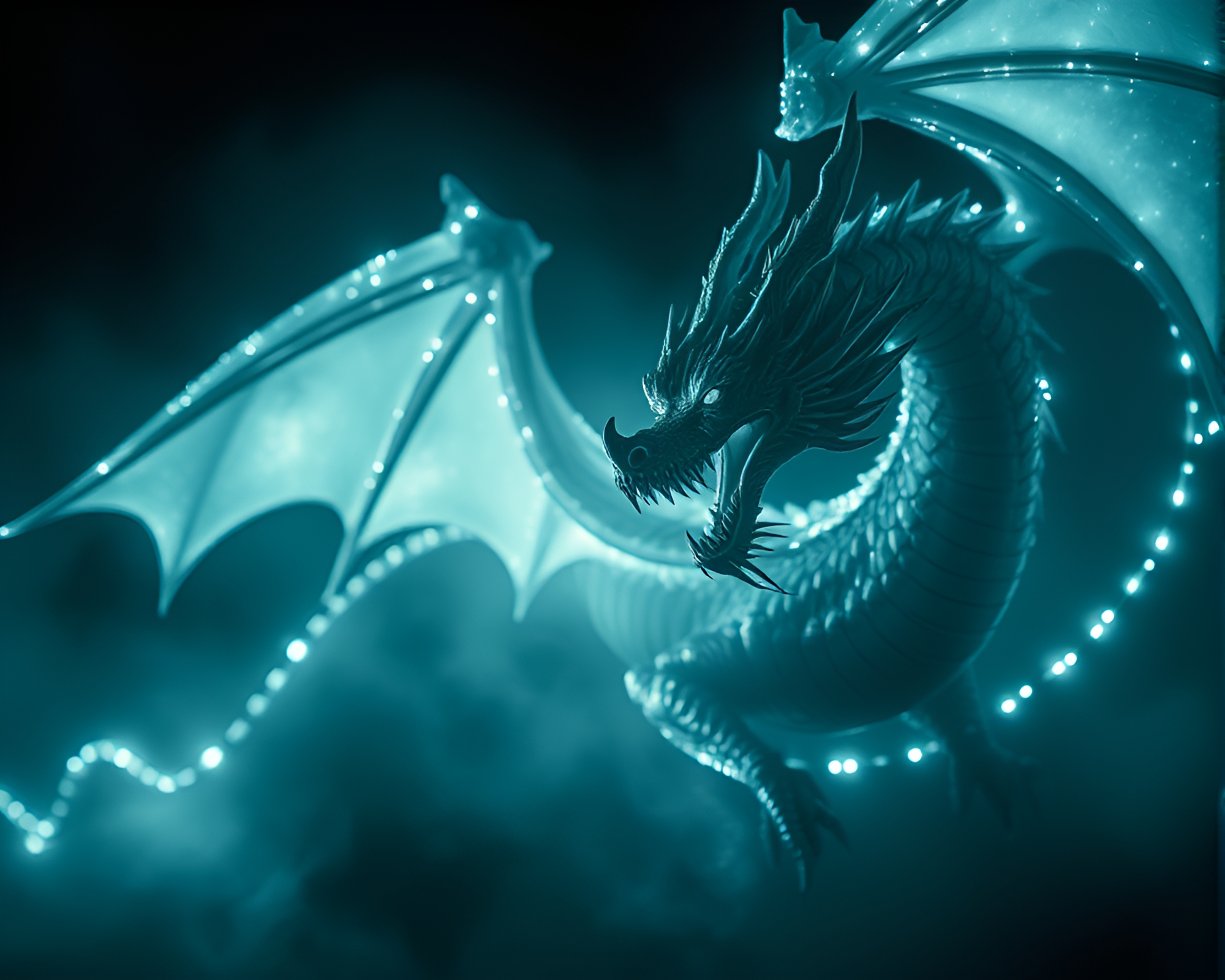 Dragon in Dramatic Duotone Theater Lighting – free AI stock image