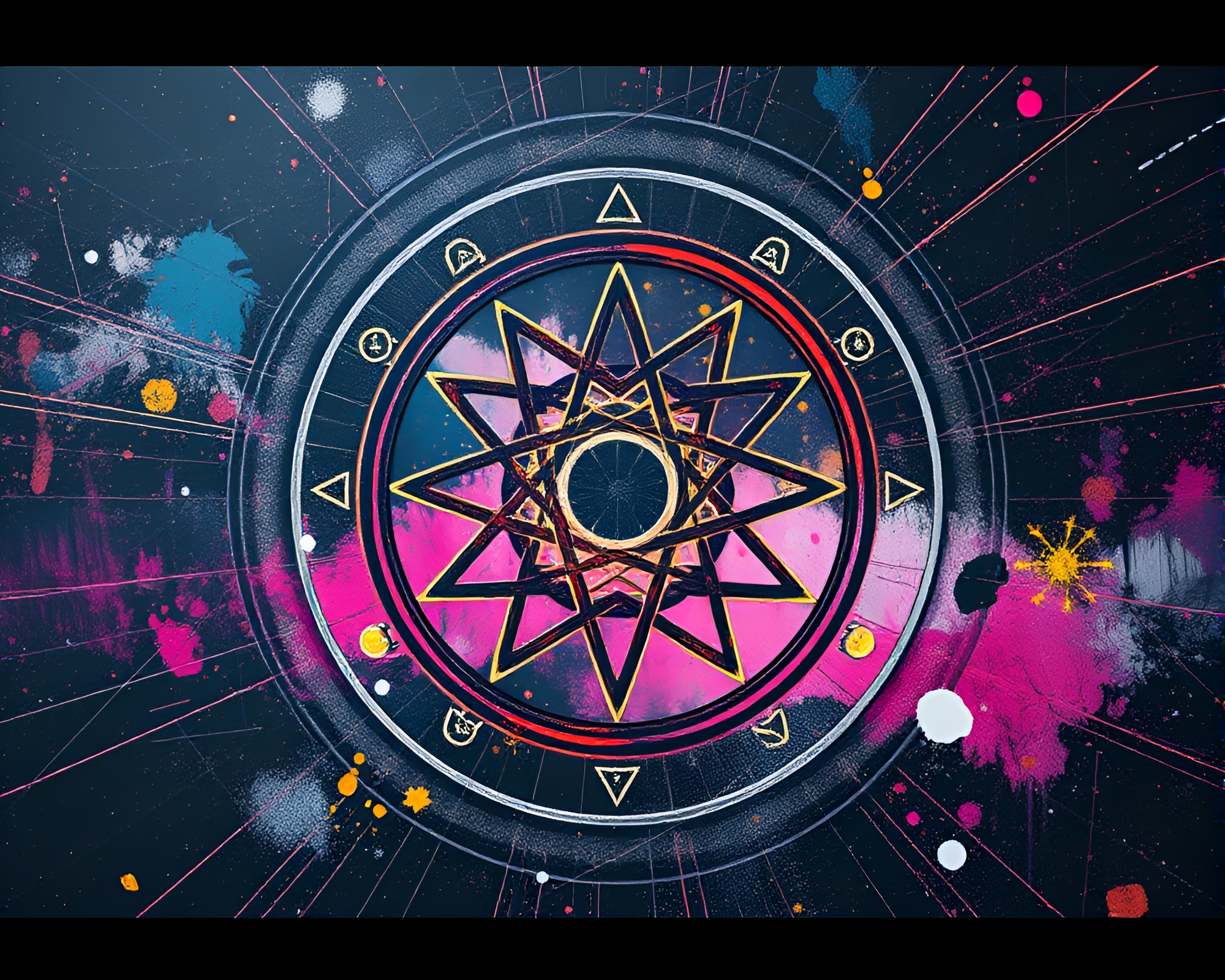 Esoteric Sigil Leading Lines Cinemagraph Painting Splatter – free AI stock image
