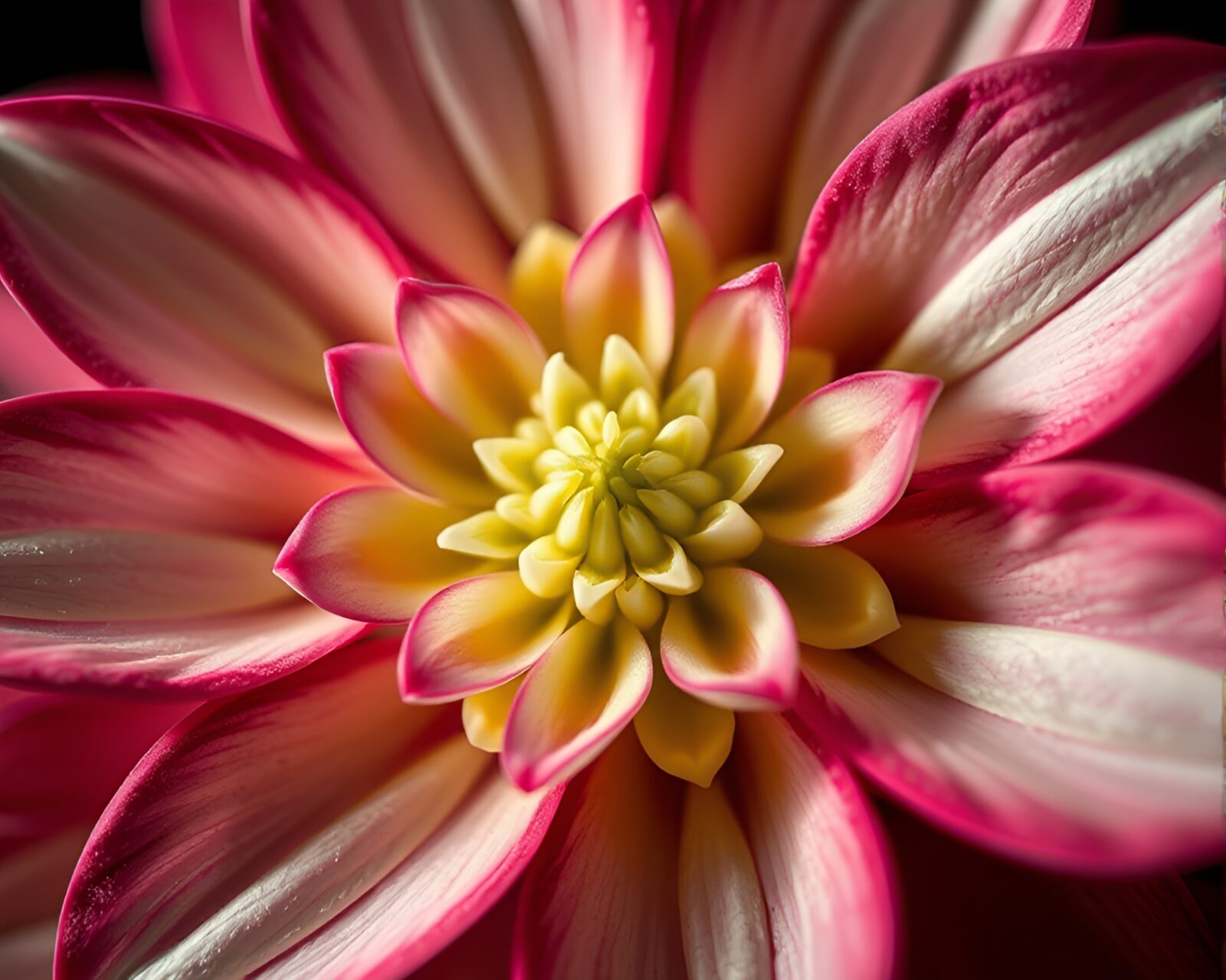 Close-up of overexposed bright flower petals in tessellation pattern.