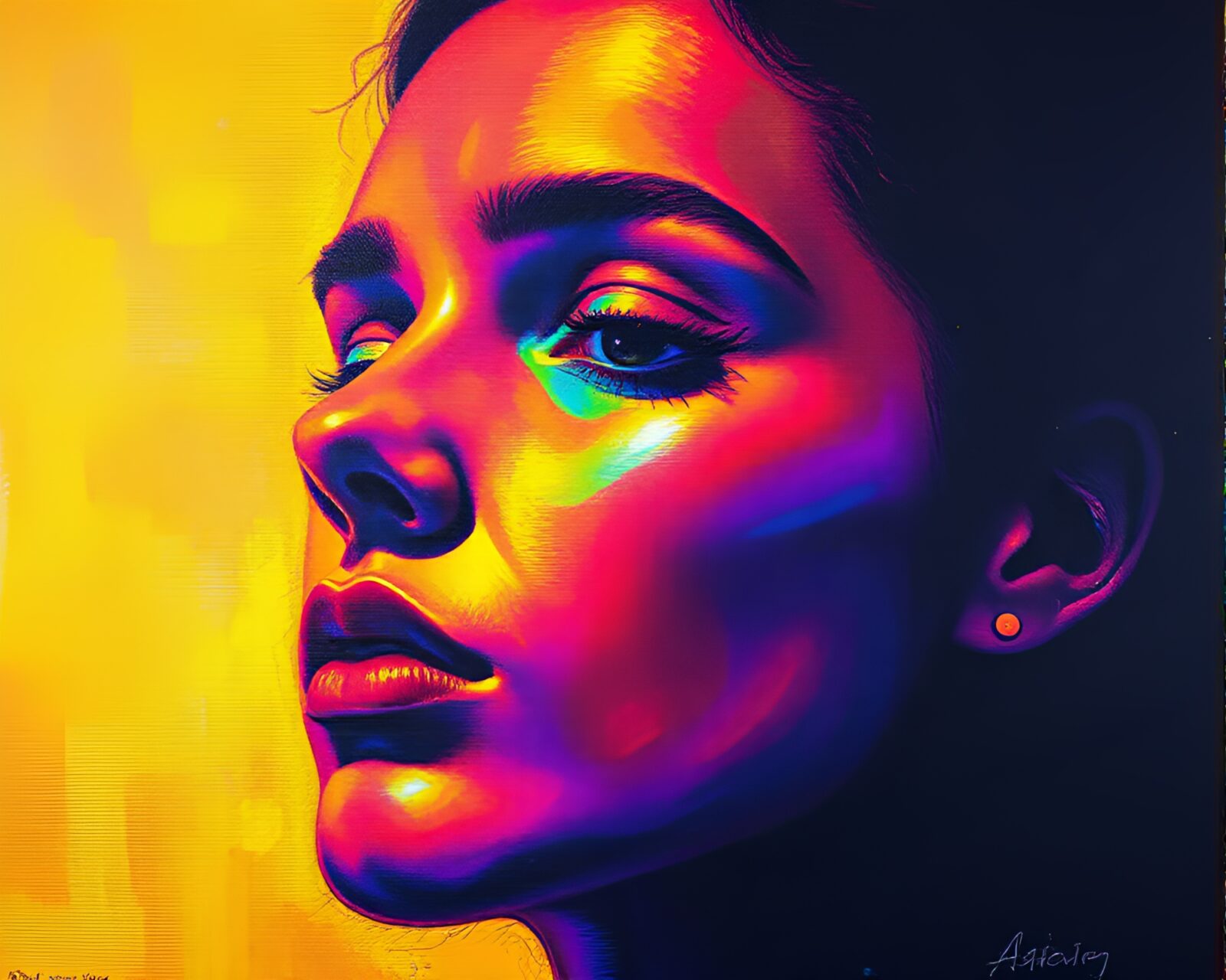 Vivid sunset viewed through holographic display in vibrant colors