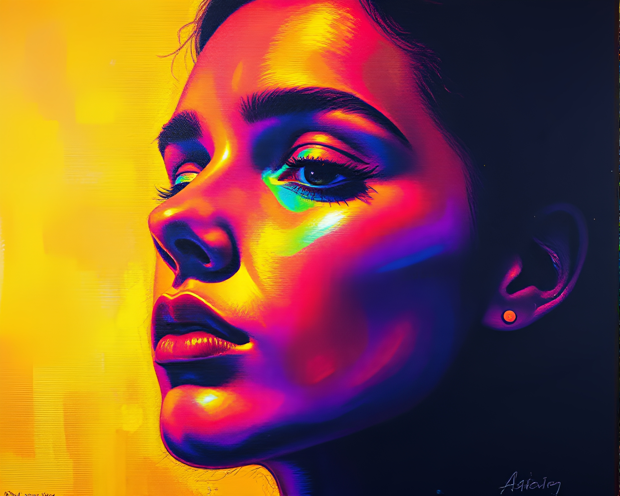 Holographic Sunset: Thermal Oil Painting Masterpiece – free AI stock image
