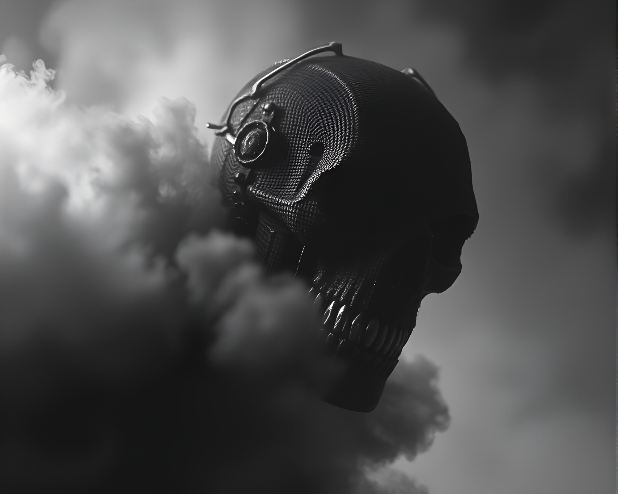 Halftone Grid Cybernetic Golem in Desaturated Gloom – free AI stock image