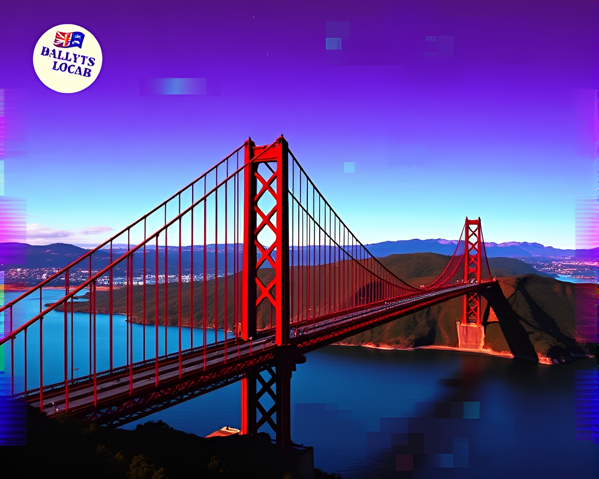 Pixelated Suspension Bridge Over Surreal Collage River – free AI stock image