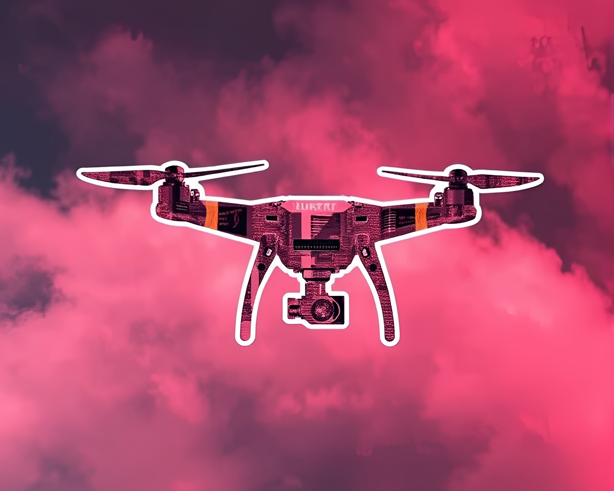 Infrared Drone Pixel Art Collage in Misty Air – free AI stock image