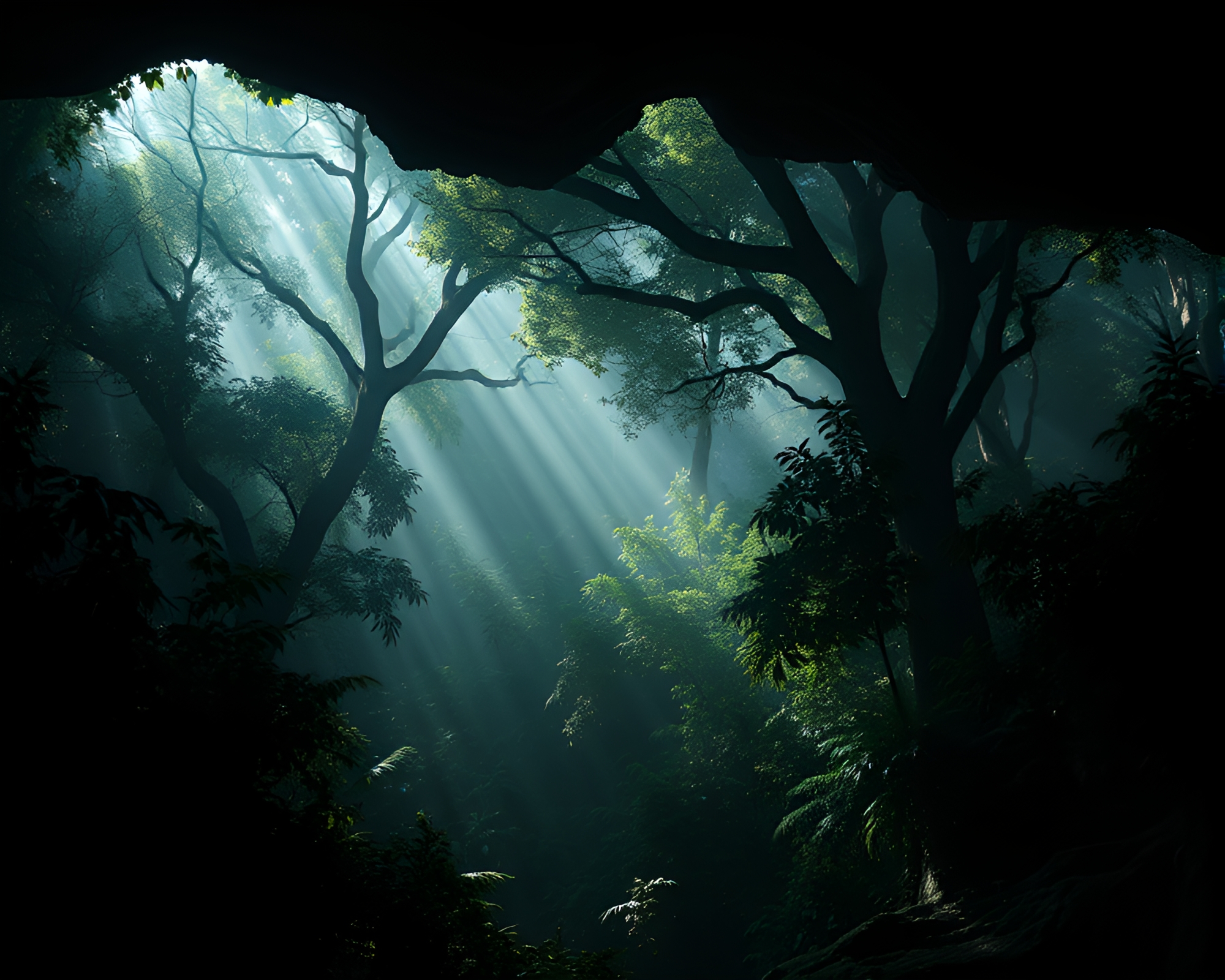 Jungle Canopy Shade: Subsurface Scattering Cave Painting – free AI stock image