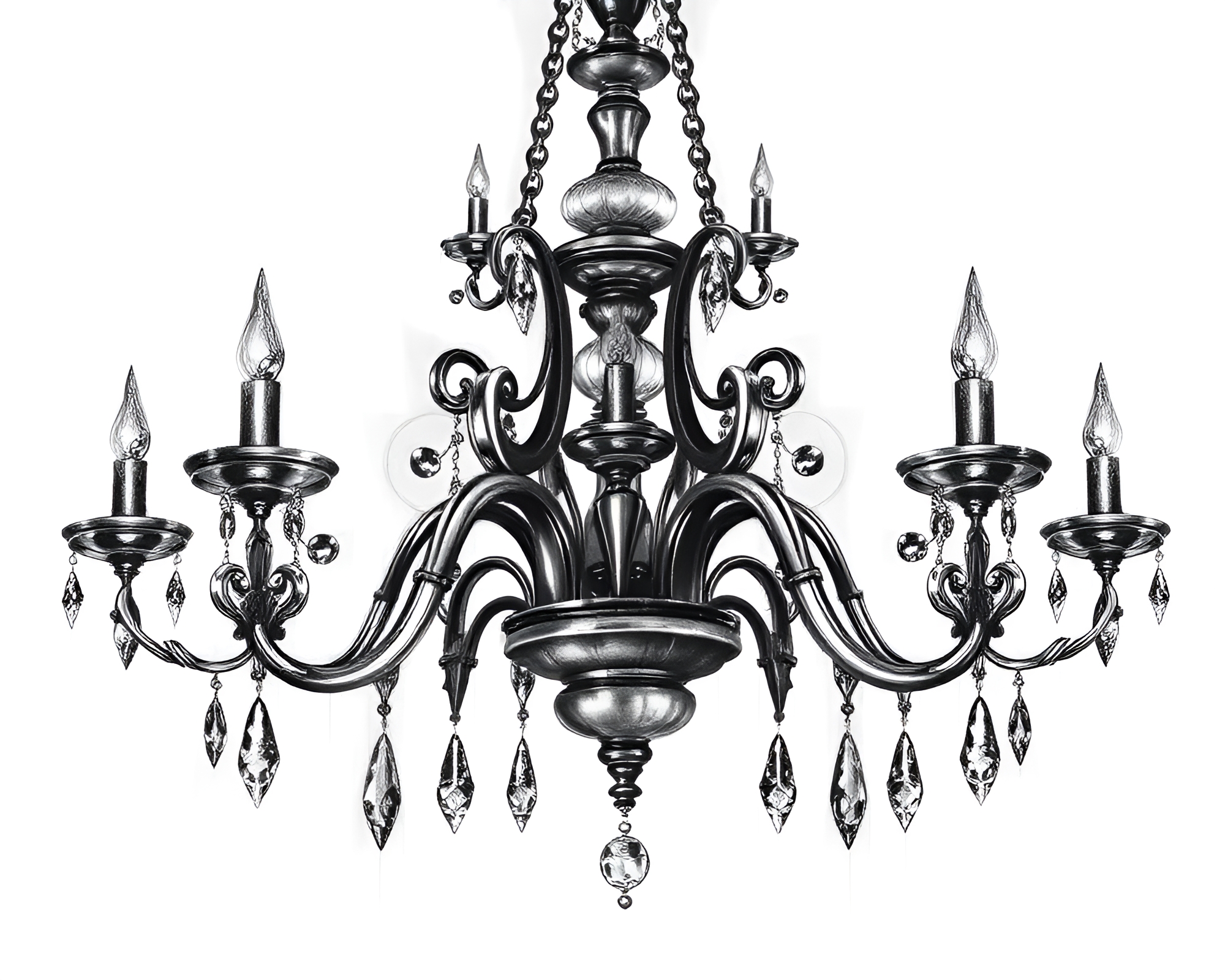 Victorian Chandelier in Charcoal Sketch Symmetry – free AI stock image