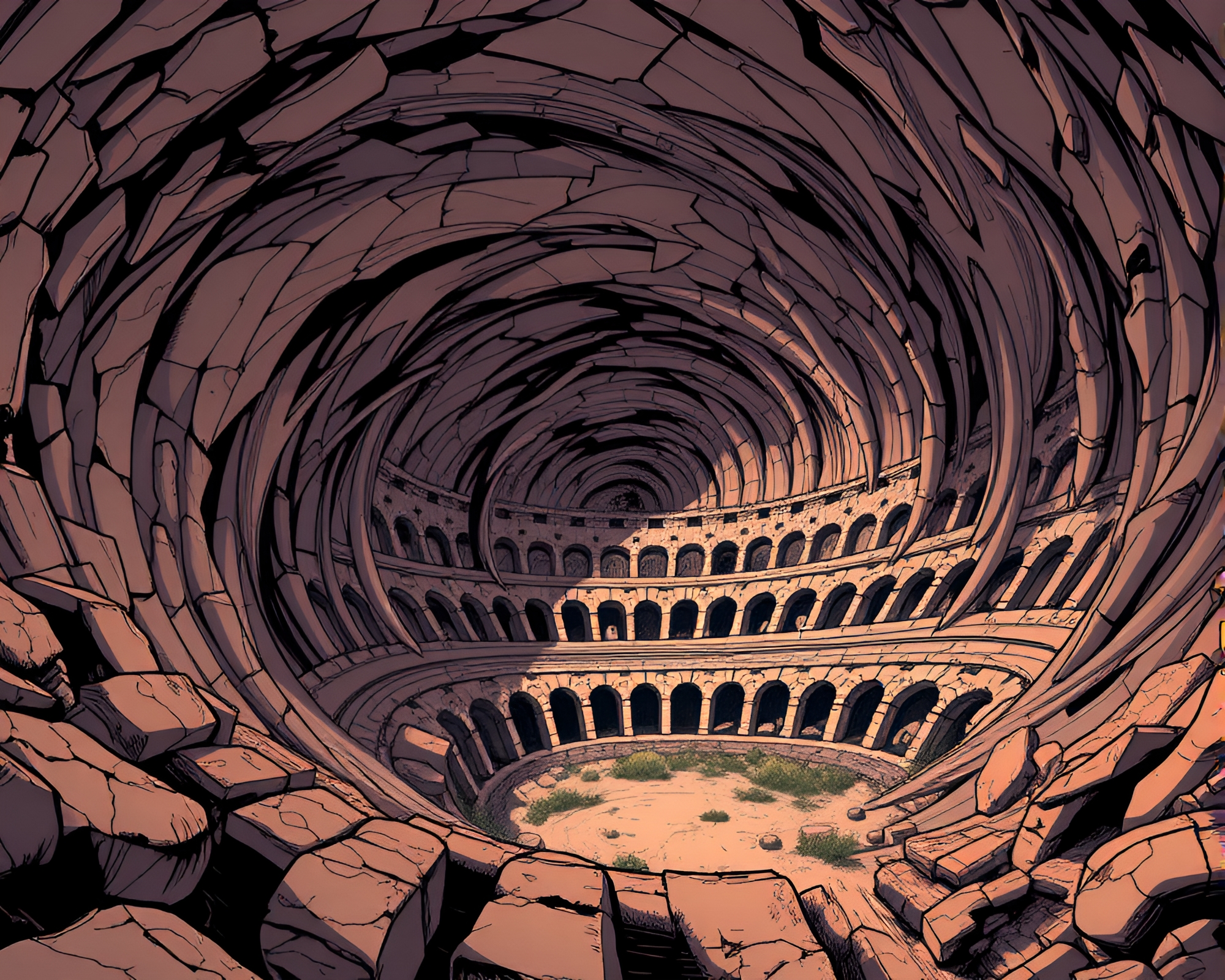 Swirling Vortex in Roman Coliseum – free AI stock image