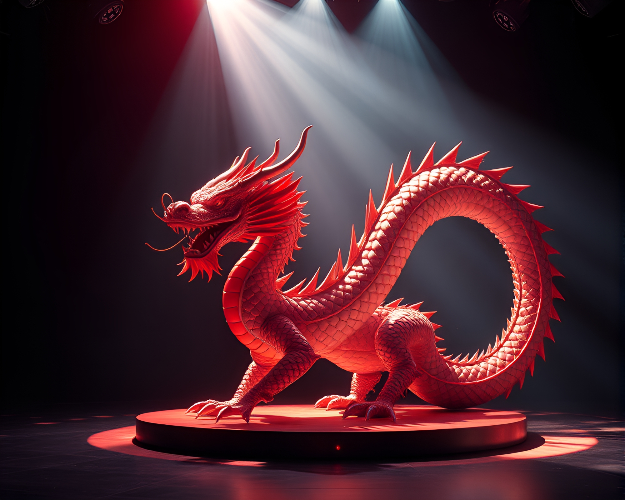Ethereal Dragon in Op Art Spotlight – free AI stock image