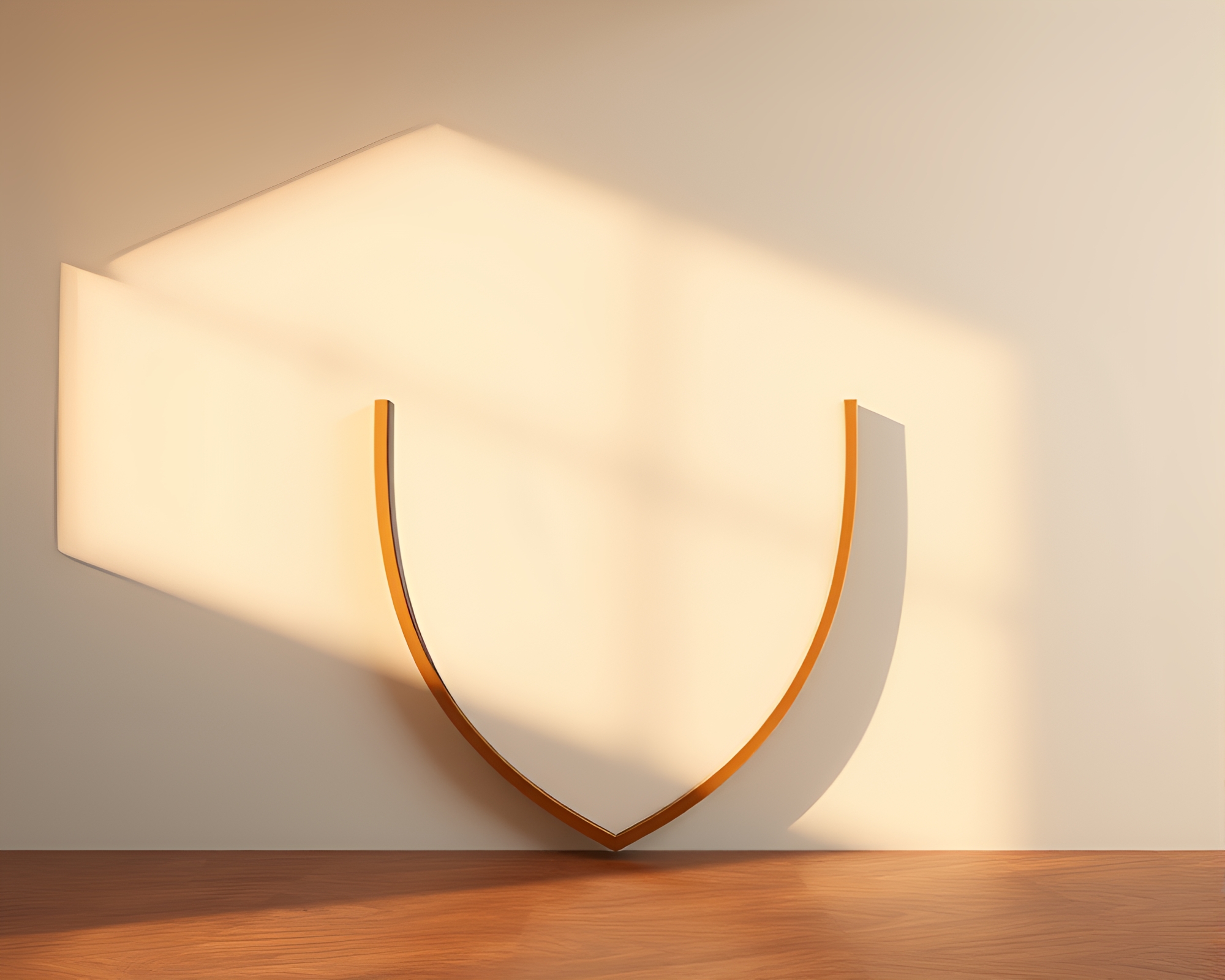 Copper Shield in Negative Space Illuminated by Shadows – free AI stock image