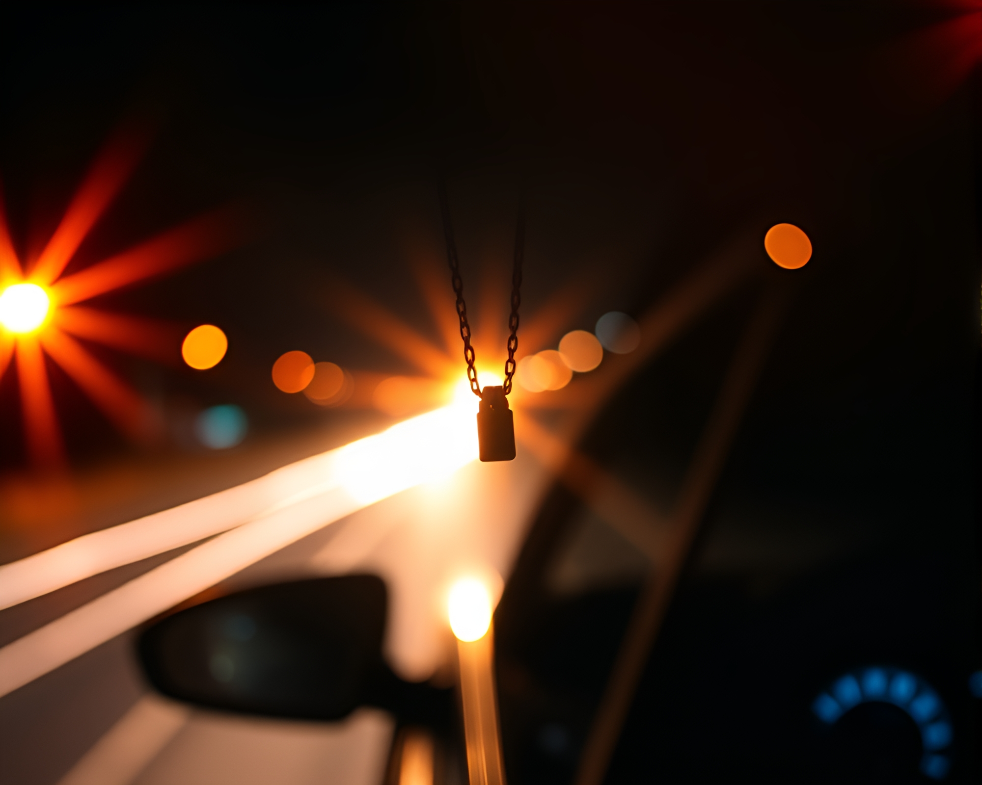 Dazzling Necklace Trail Lights Silhouette – free AI stock image