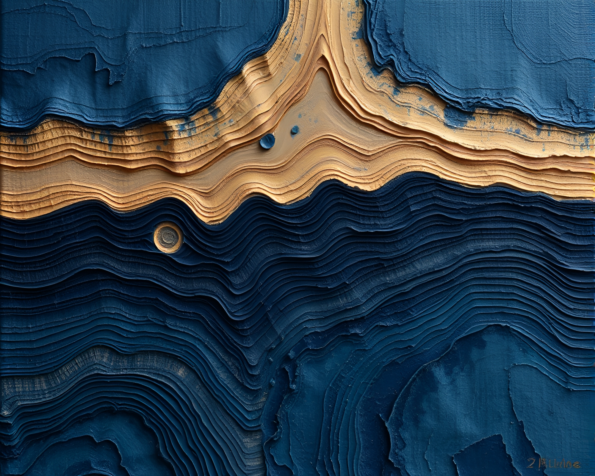 Impasto Oil Painting: Indigo Mystery 3D Scan – free AI stock image