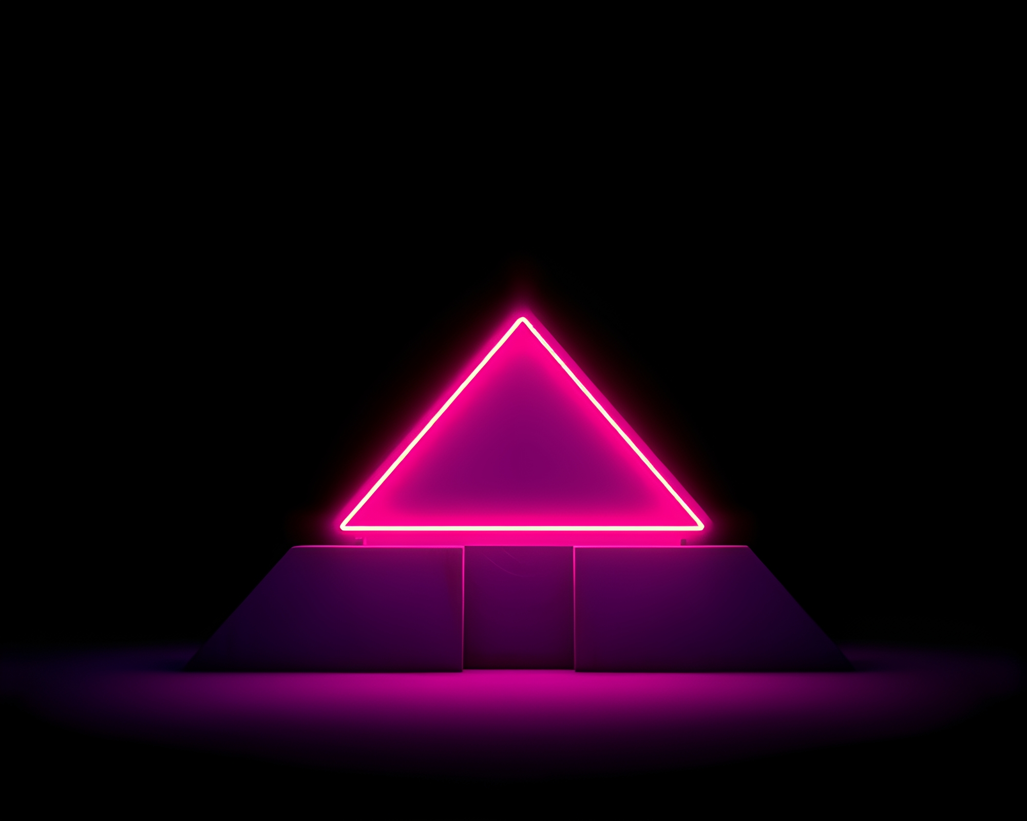 Neon Pyramid Illuminated by Washed-Out Lights – free AI stock image