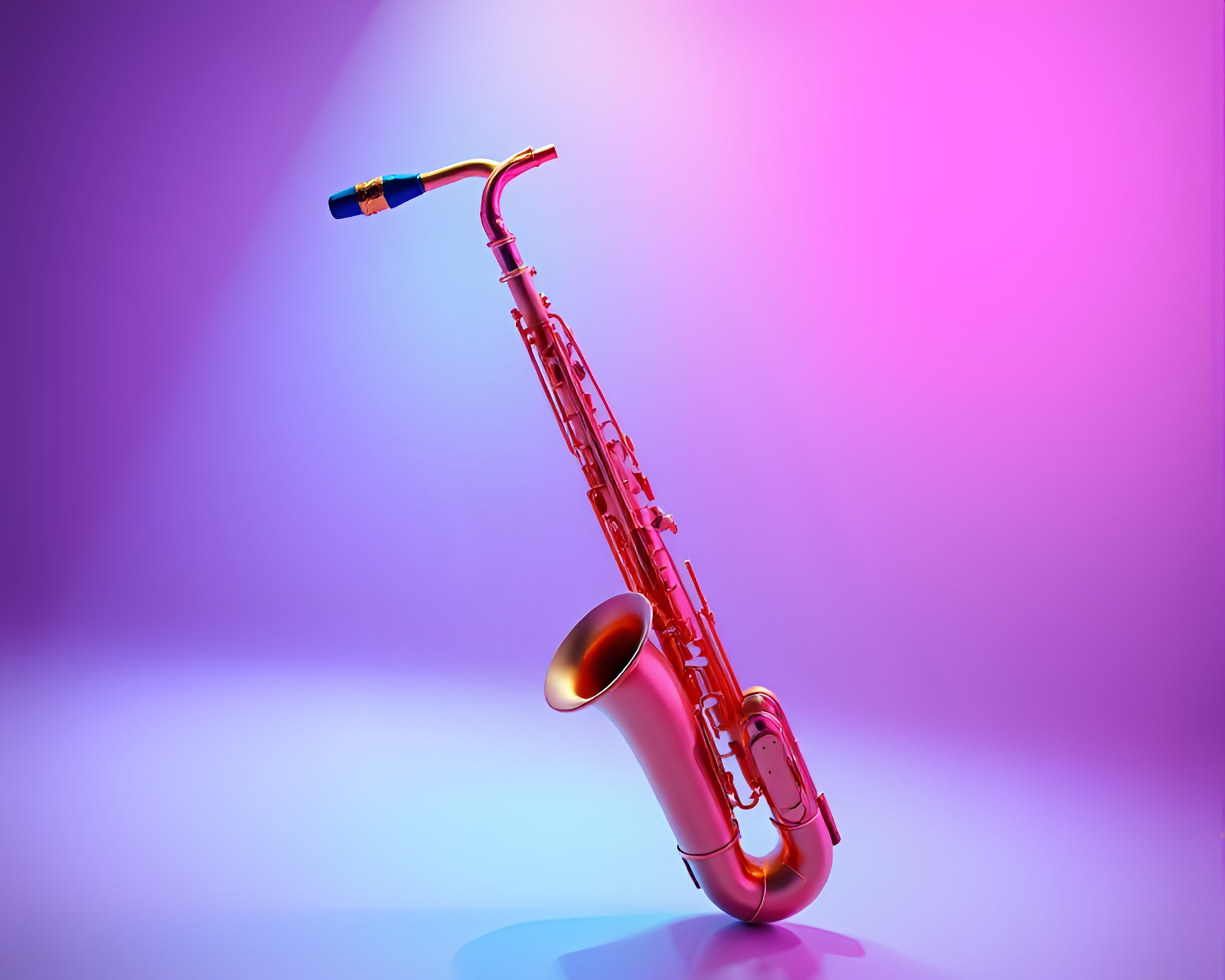 Saxophone Serenity in Low-Poly Lens Distorted World – free AI stock image