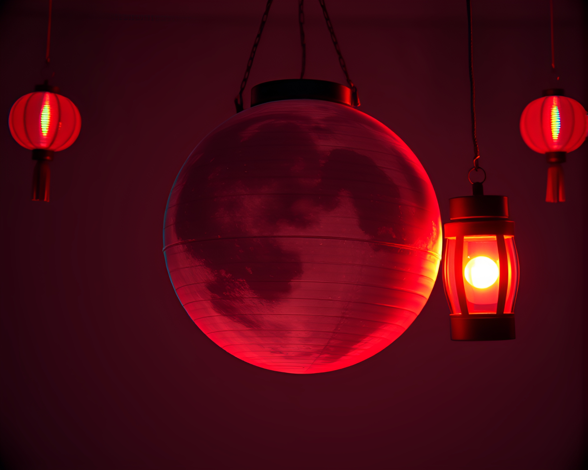 Vibrant Planetary Lantern in Anaglyph 3D Studio Shot – free AI stock image