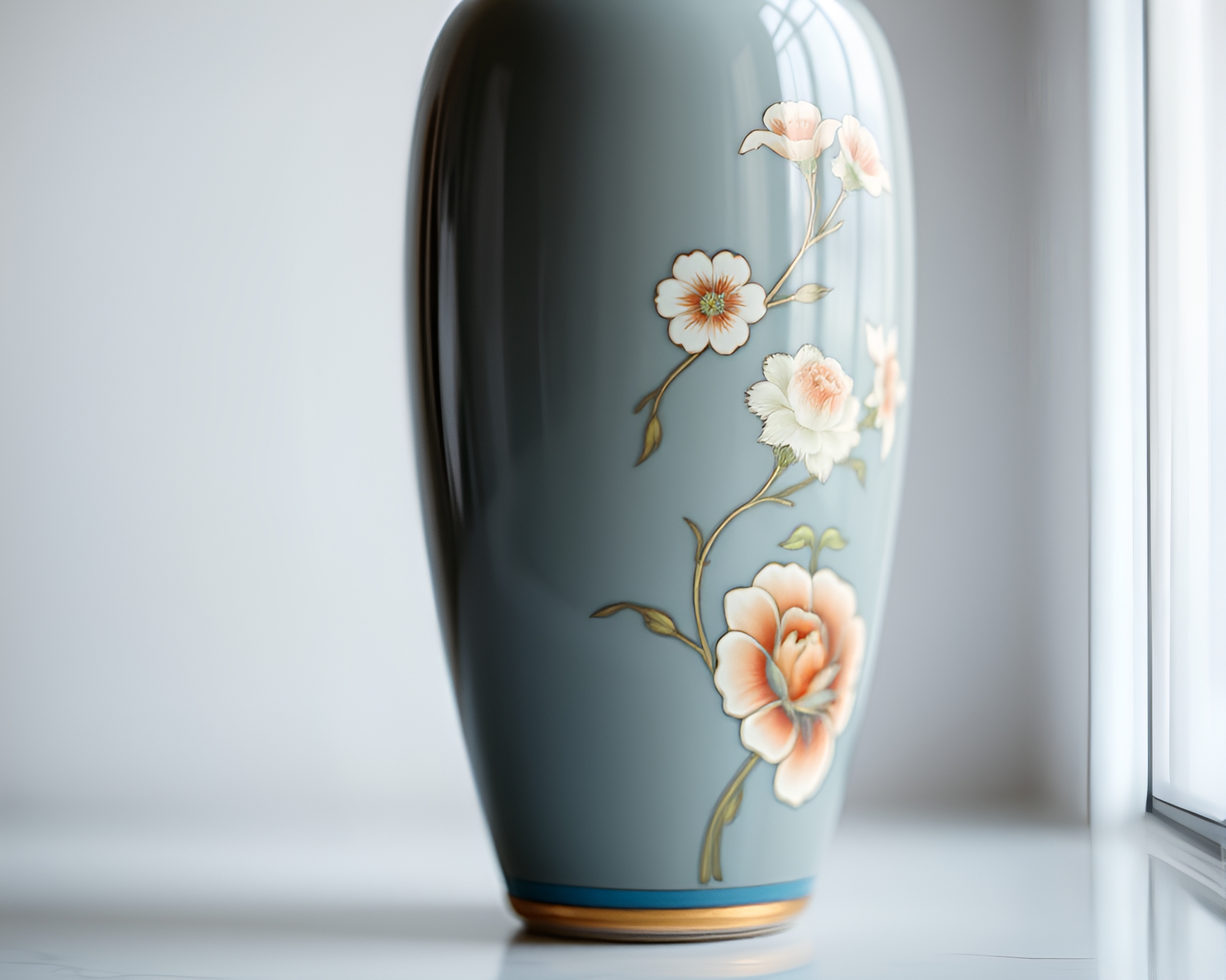 Elegant Cloisonné Vase in Soft Focus Macro Shot – free AI stock image