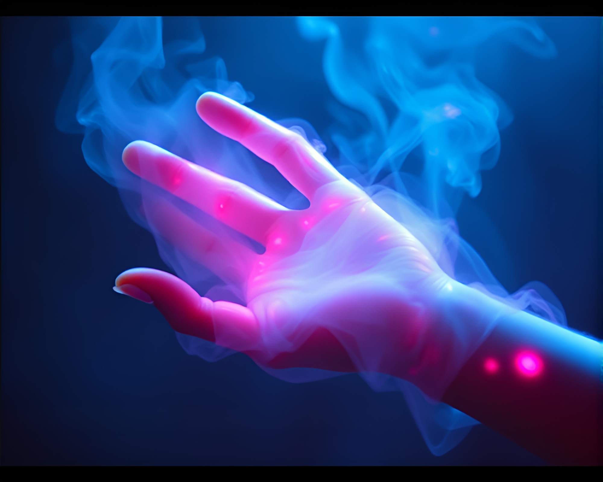 Futuristic Cyber Hand in Steam Vapor – free AI stock image