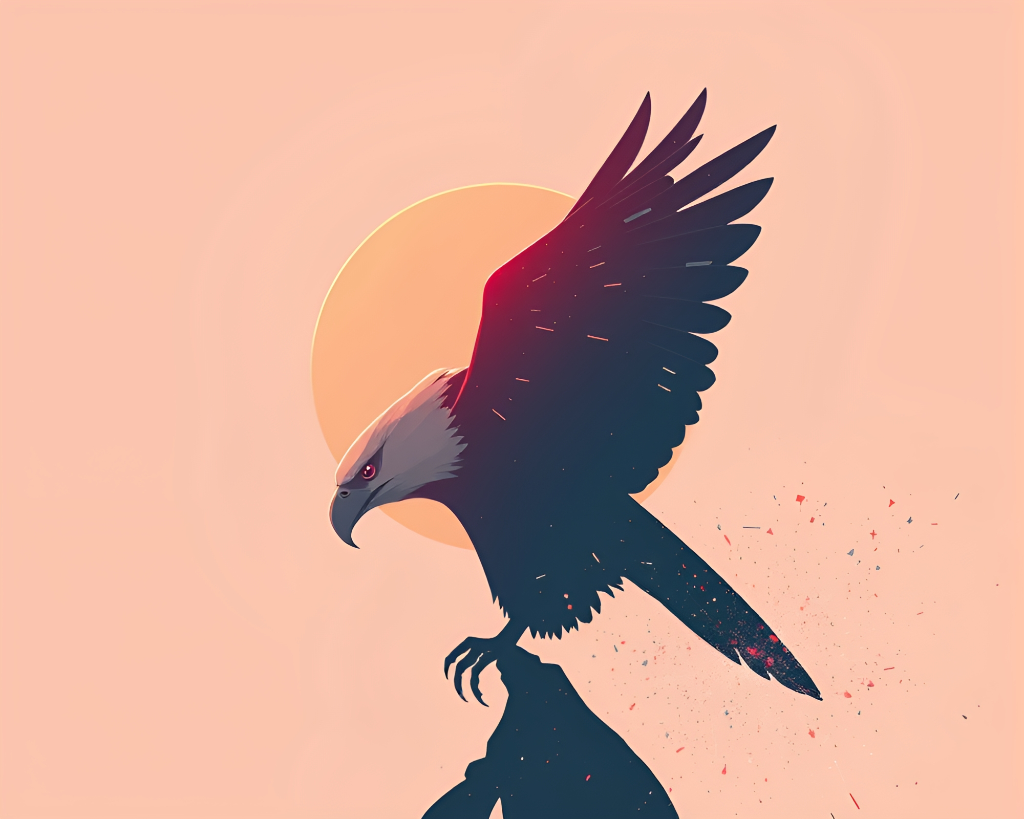 Cyberpunk Eagle Soaring in Bright Midday Sky – free AI stock image