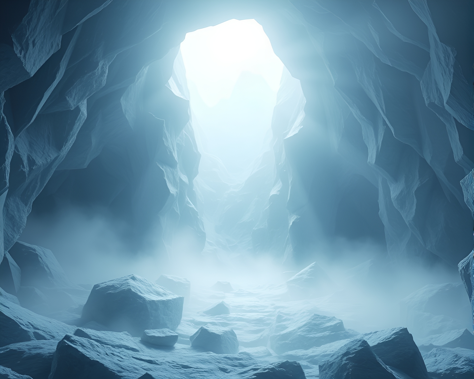 Glacial Cave Wireframe Render in Smoky Haze Pixelation – free AI stock image