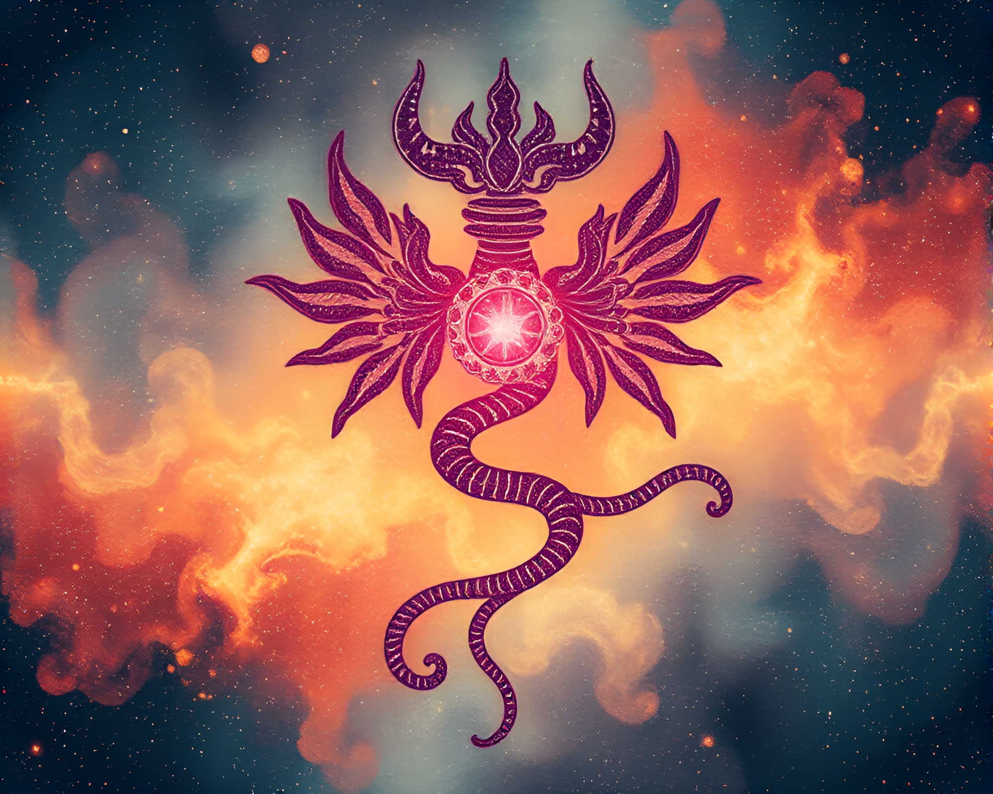 Hydra Anatomy in Cosmic Stitched Pattern – free AI stock image