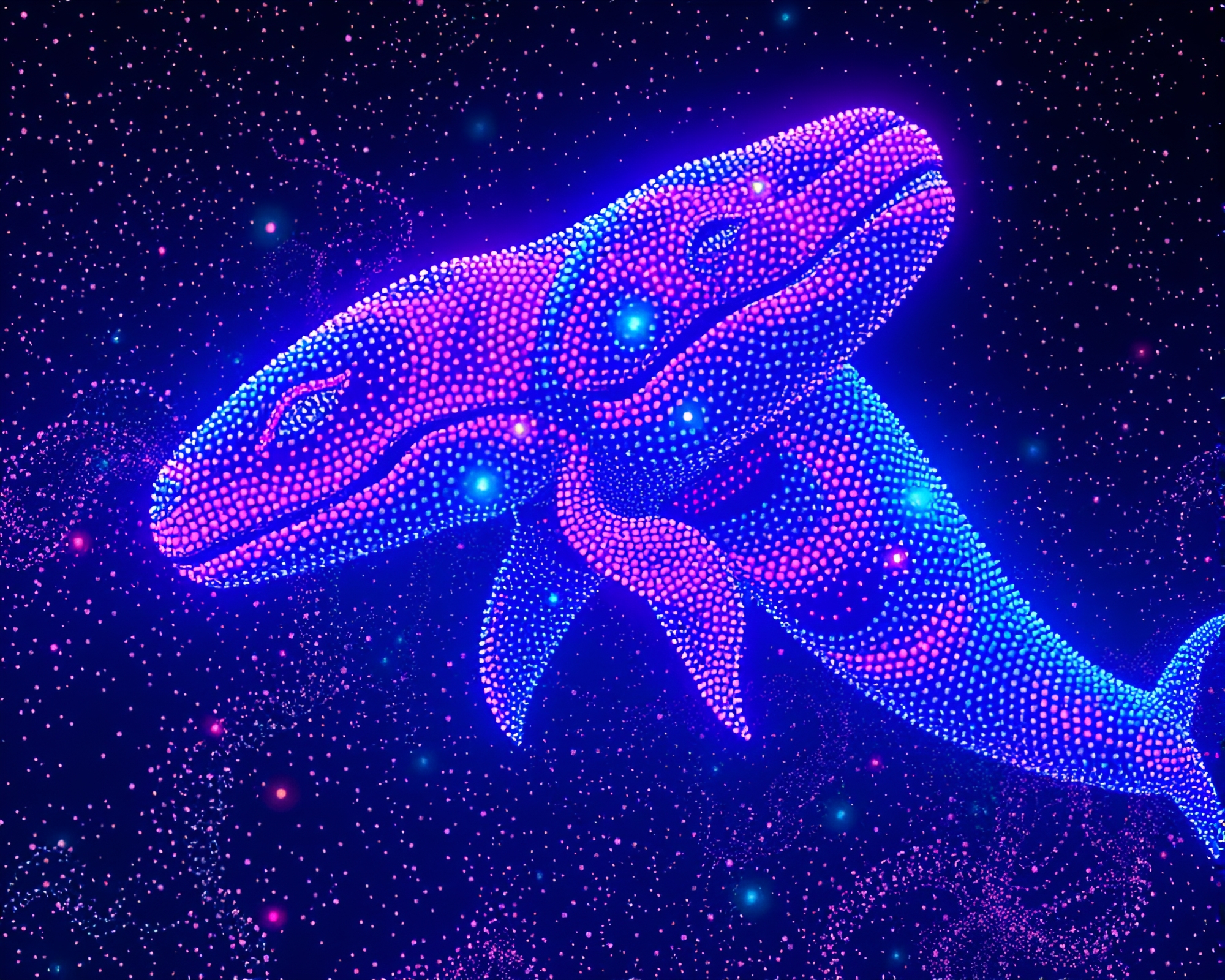 Leviathan in Vaporwave Pointillism – free AI stock image