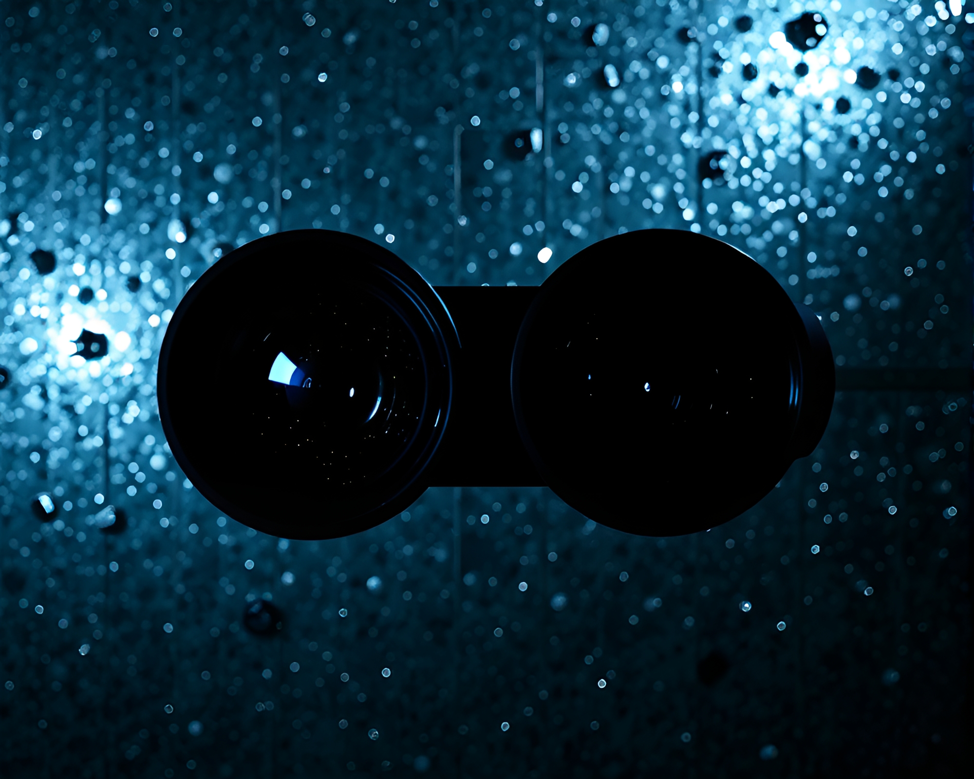Pixelated Light Binoculars in Metallic Scratch CGI – free AI stock image