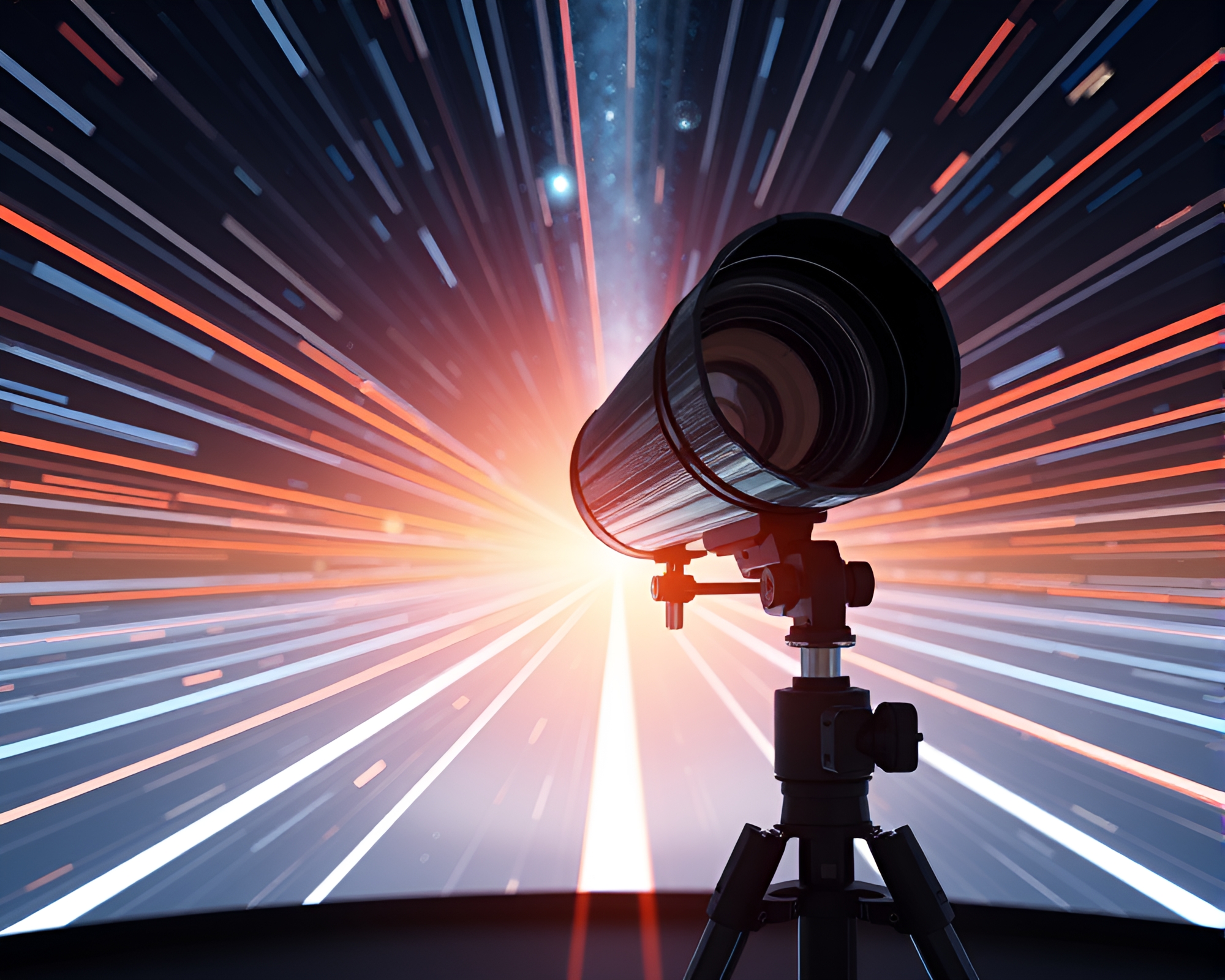 Surreal Telescope Perspective with CGI Lens Vignette – free AI stock image