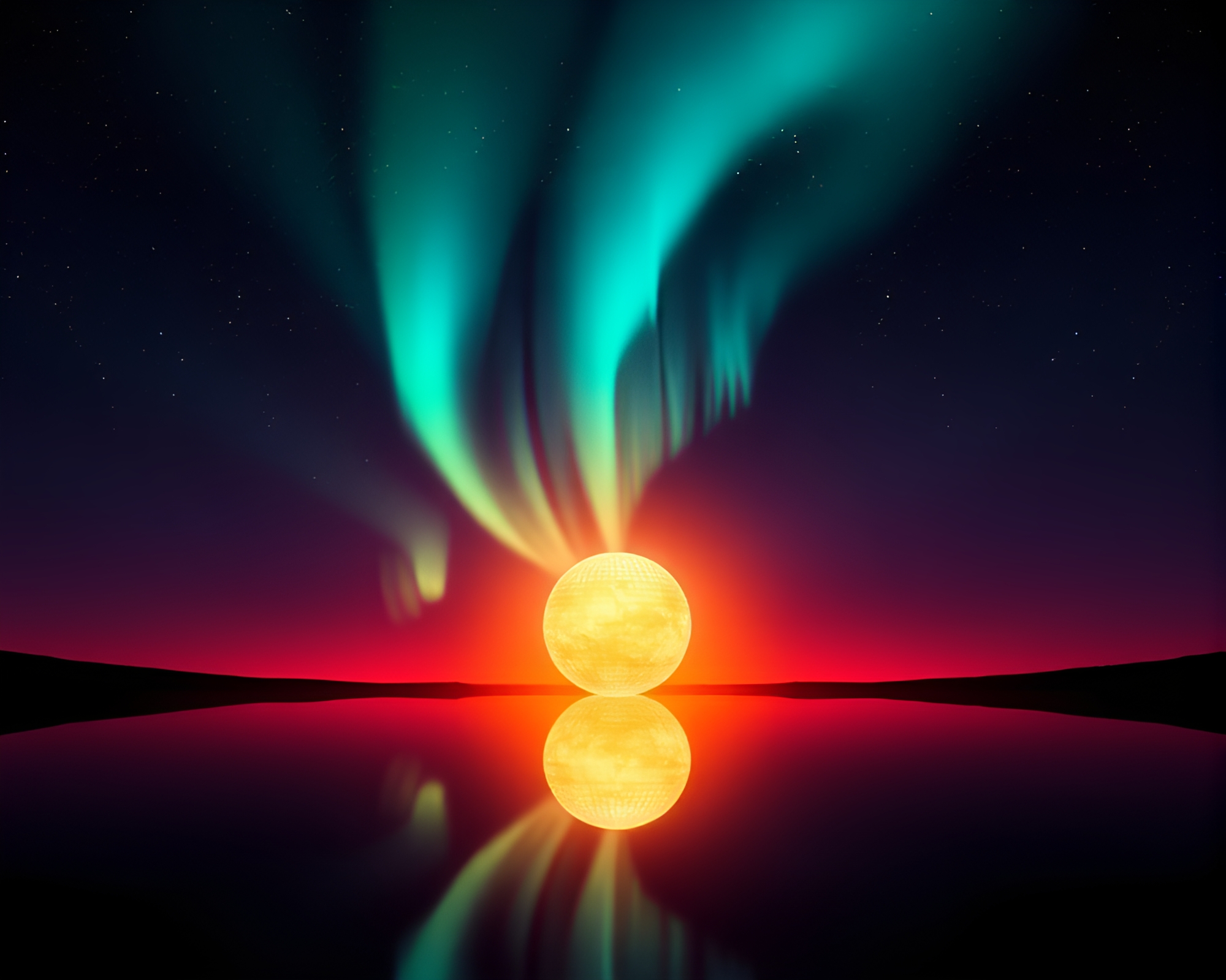 Aurora Borealis Disco Ball Reflection Fun – free AI stock image