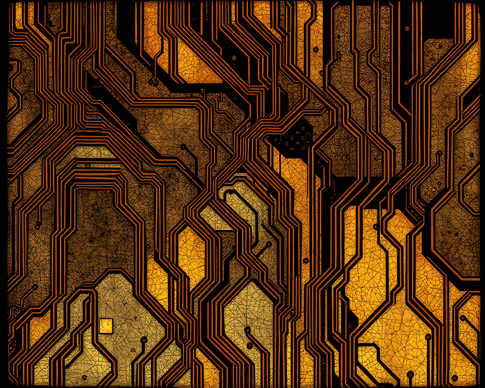 Écorché study: Circuit board as stained-glass – free AI stock image